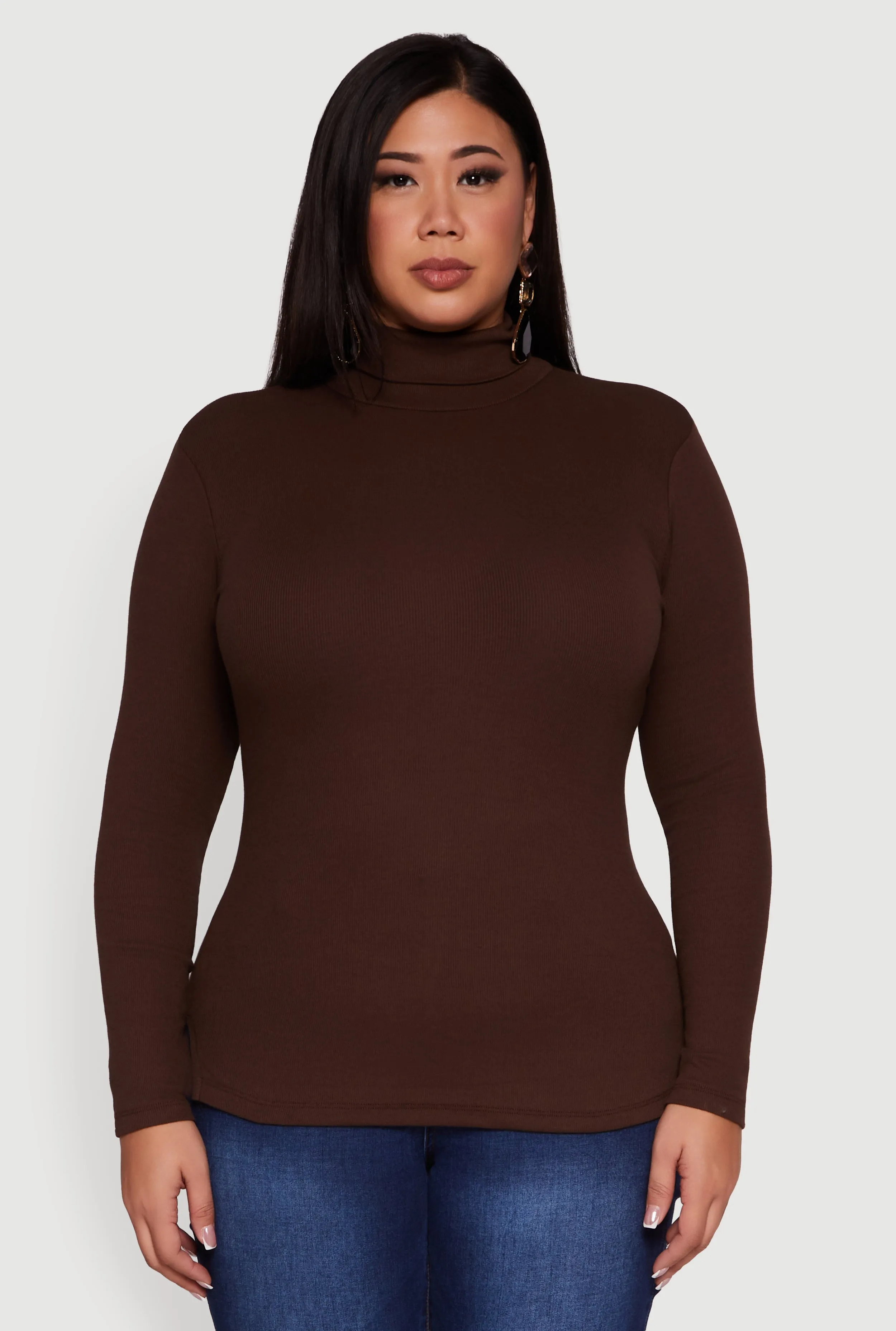 Plus Size Ribbed Knit Turtleneck Long Sleeve Top sold by Rainbow product image thumbnail 2