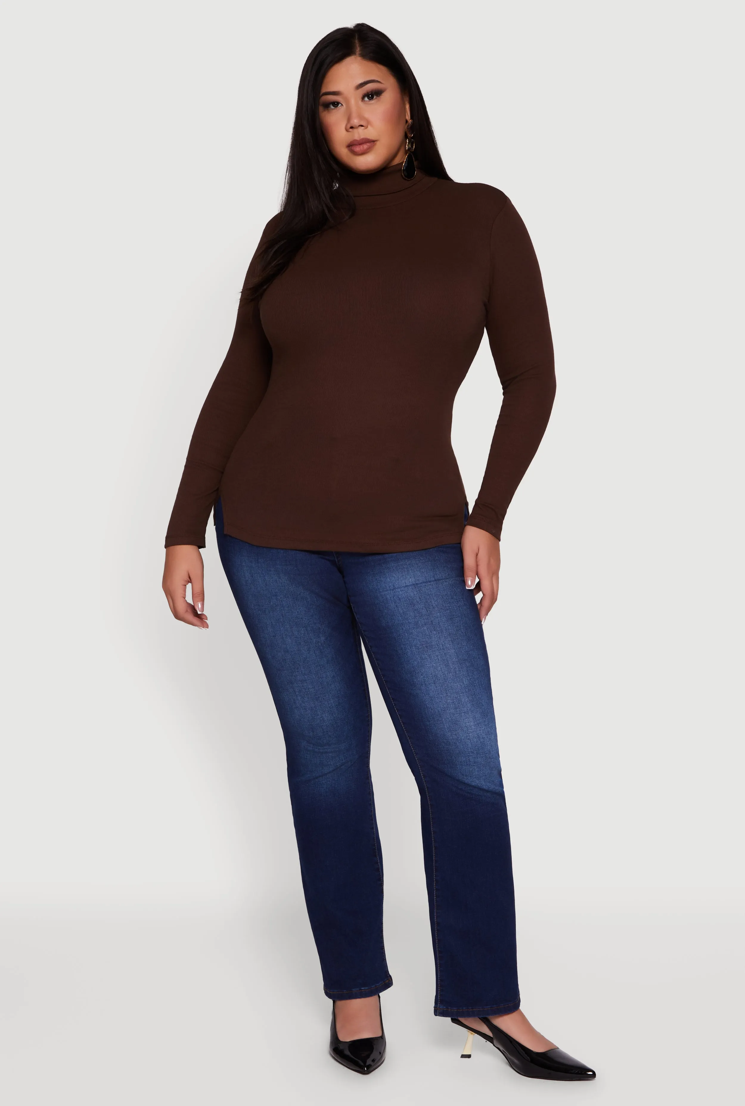 Plus Size Ribbed Knit Turtleneck Long Sleeve Top sold by Rainbow product image thumbnail 3