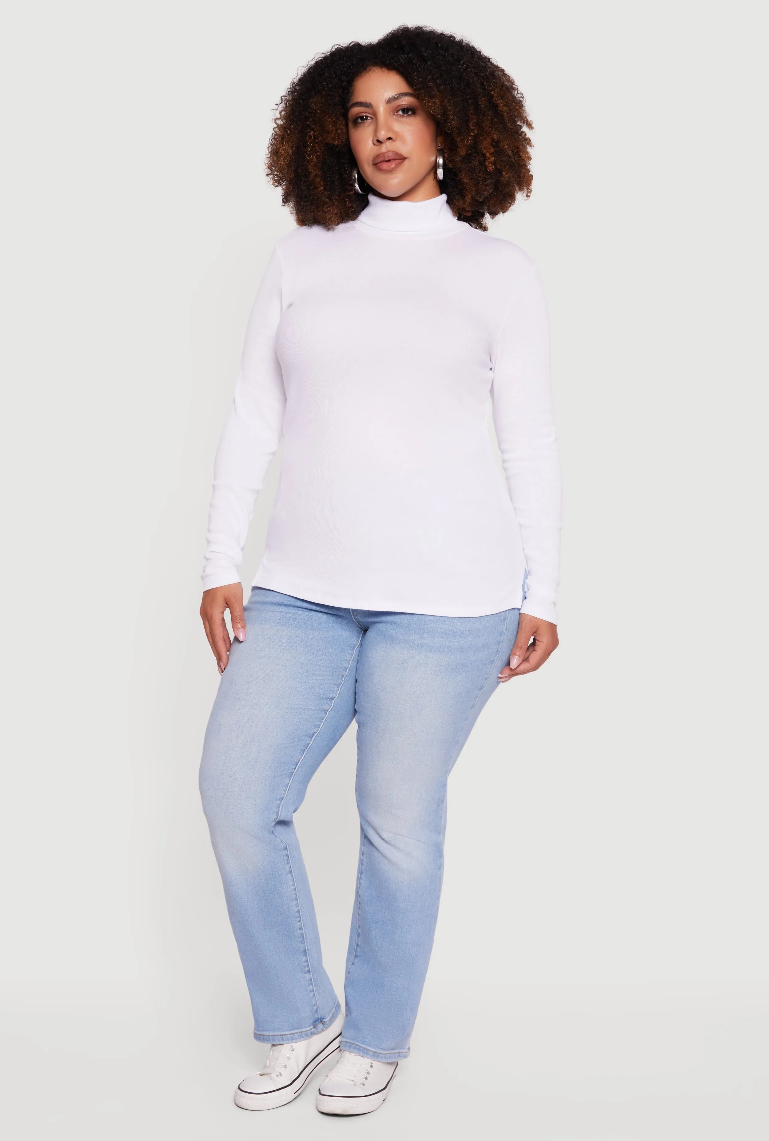 Plus Size Ribbed Knit Turtleneck Long Sleeve Top sold by Rainbow