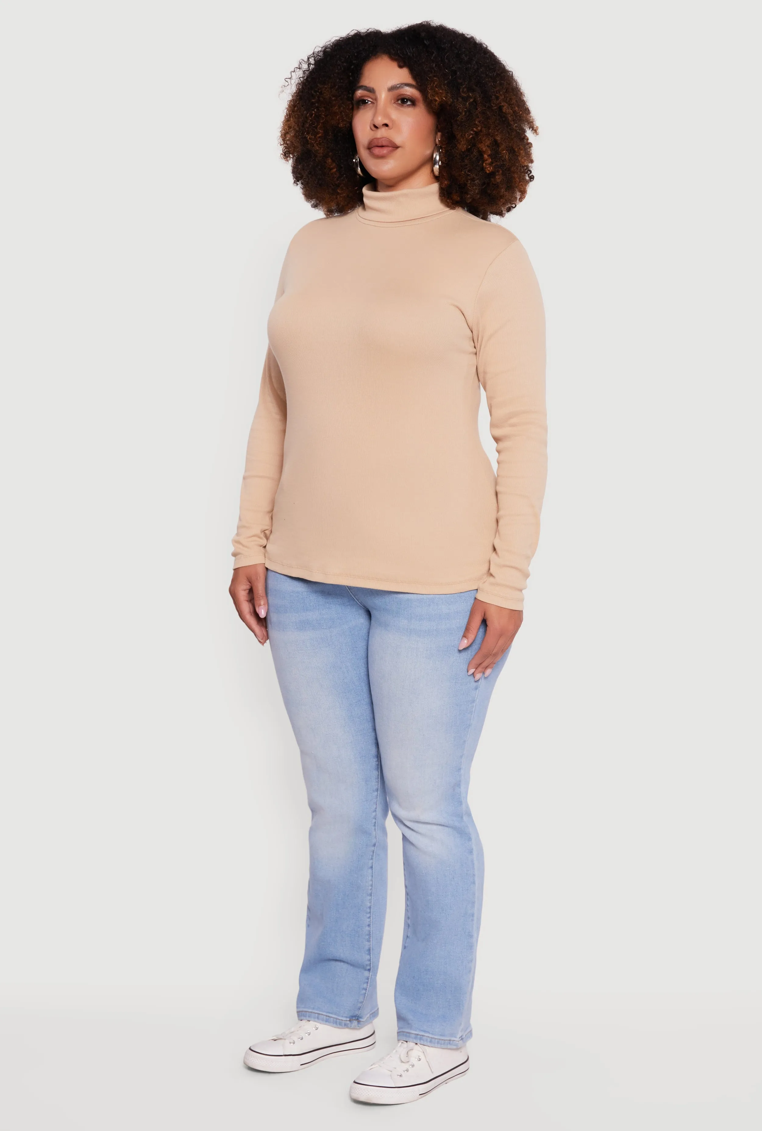 Plus Size Ribbed Knit Turtleneck Long Sleeve Top sold by Rainbow product image thumbnail 5
