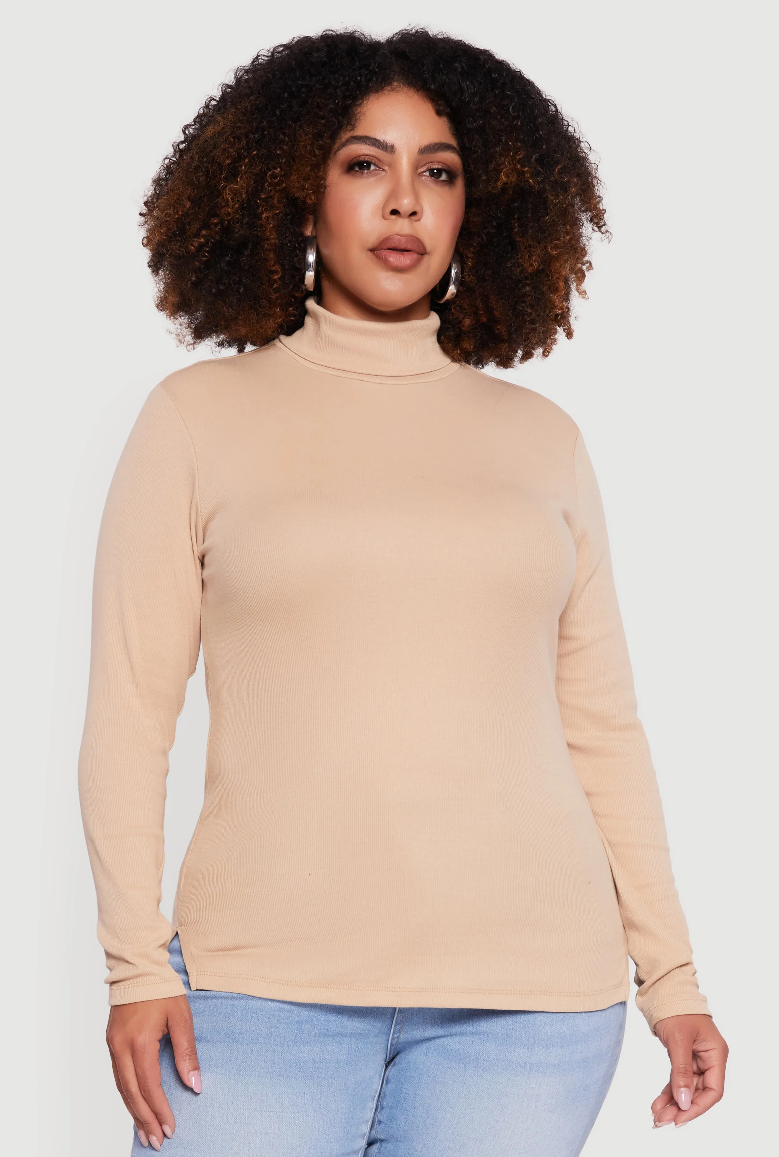 Plus Size Ribbed Knit Turtleneck Long Sleeve Top sold by Rainbow product image thumbnail 2