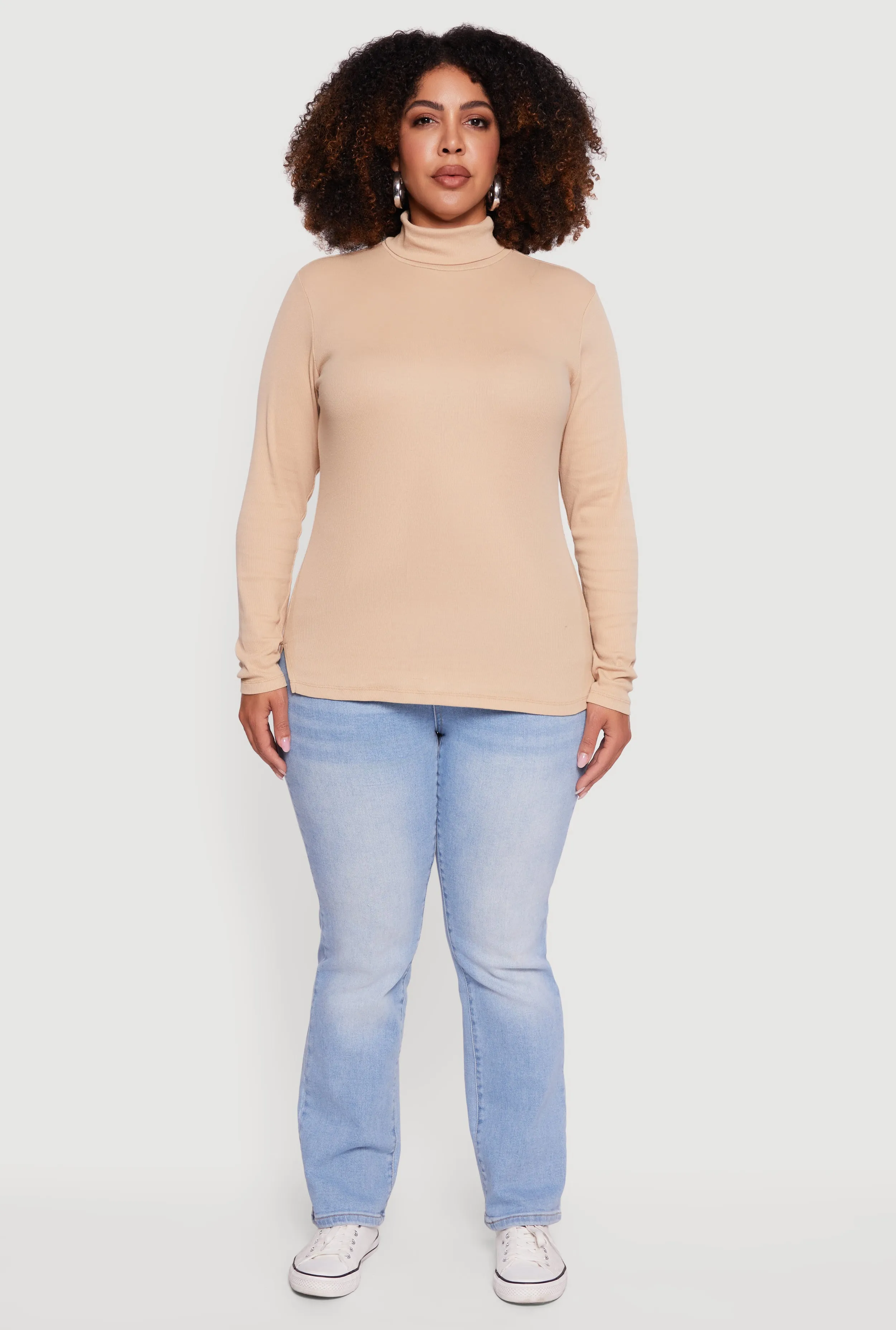 Plus Size Ribbed Knit Turtleneck Long Sleeve Top sold by Rainbow product image thumbnail 3