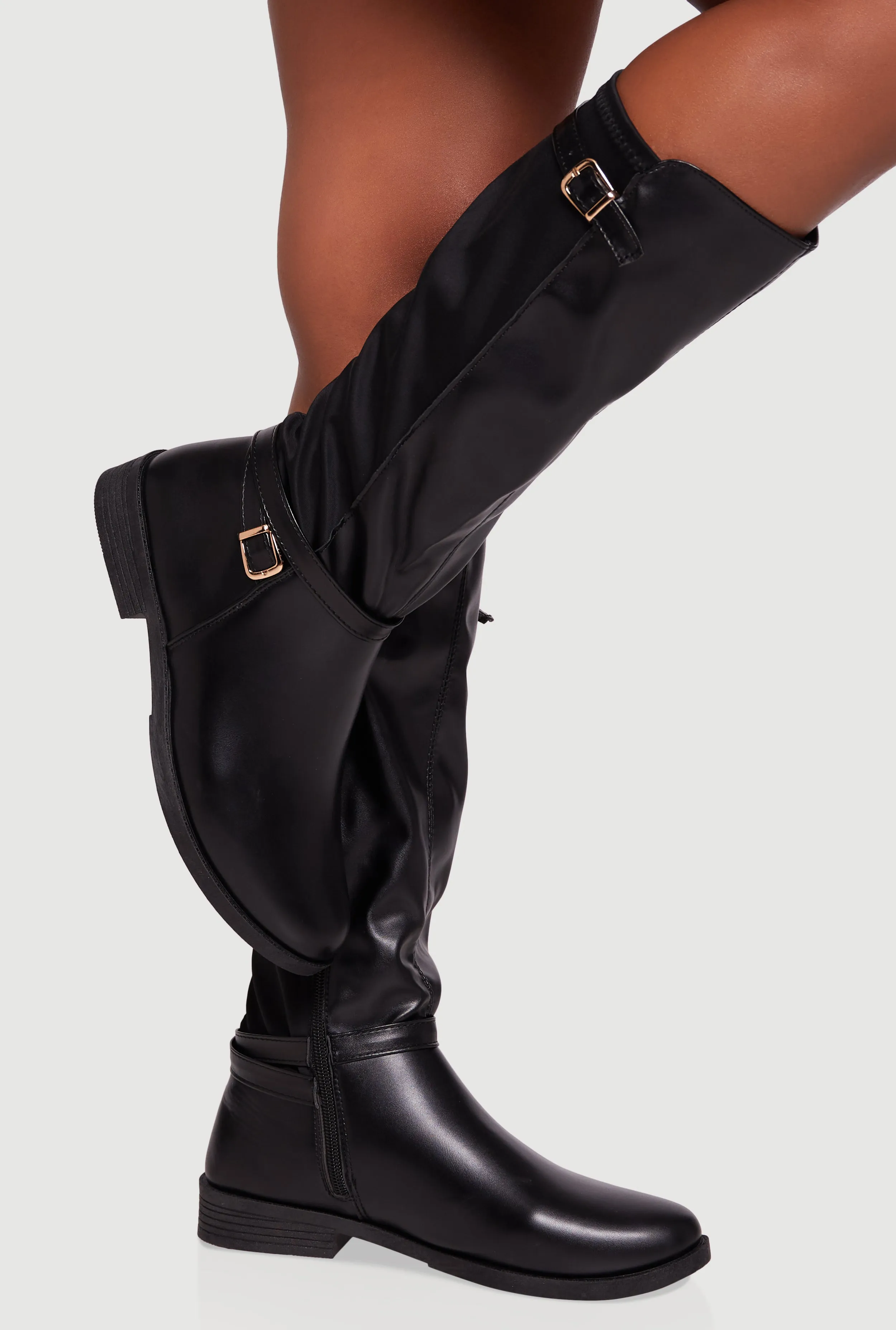 Buckle Strap Detail Elastic Back Almond Toe Boots sold by Rainbow product image thumbnail 2
