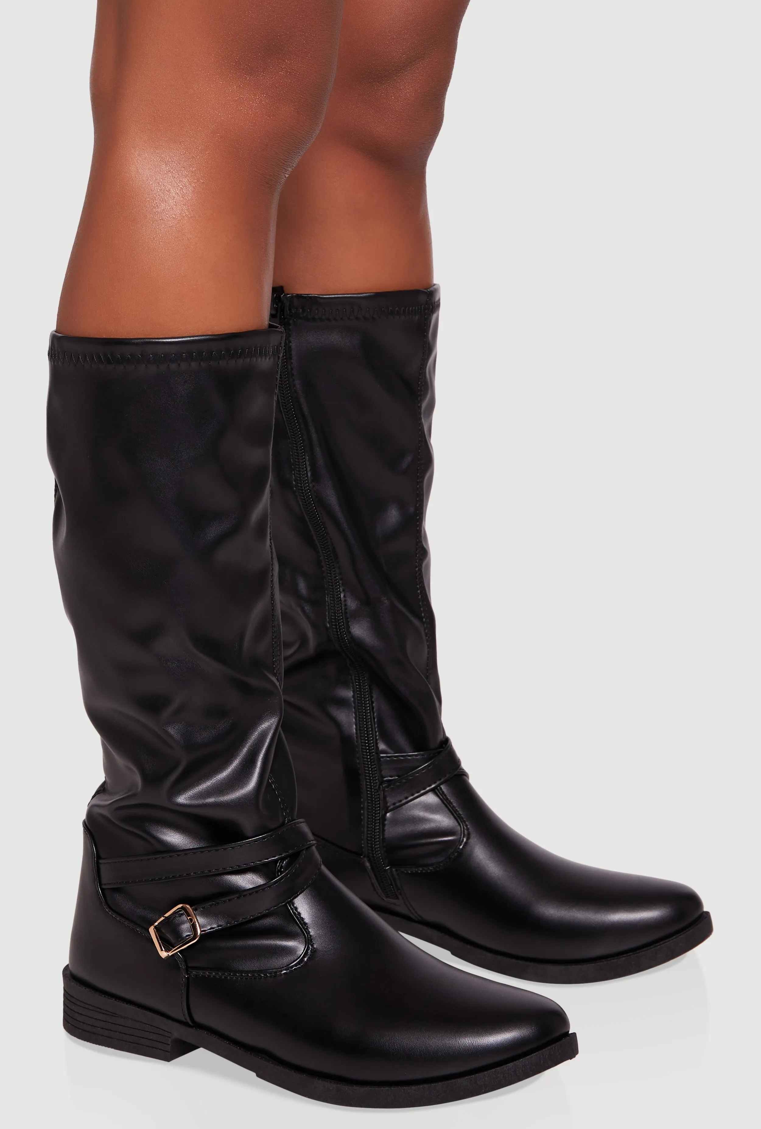 Buckle Strap Detail Almond Toe Block Heel Boots sold by Rainbow product image thumbnail 2