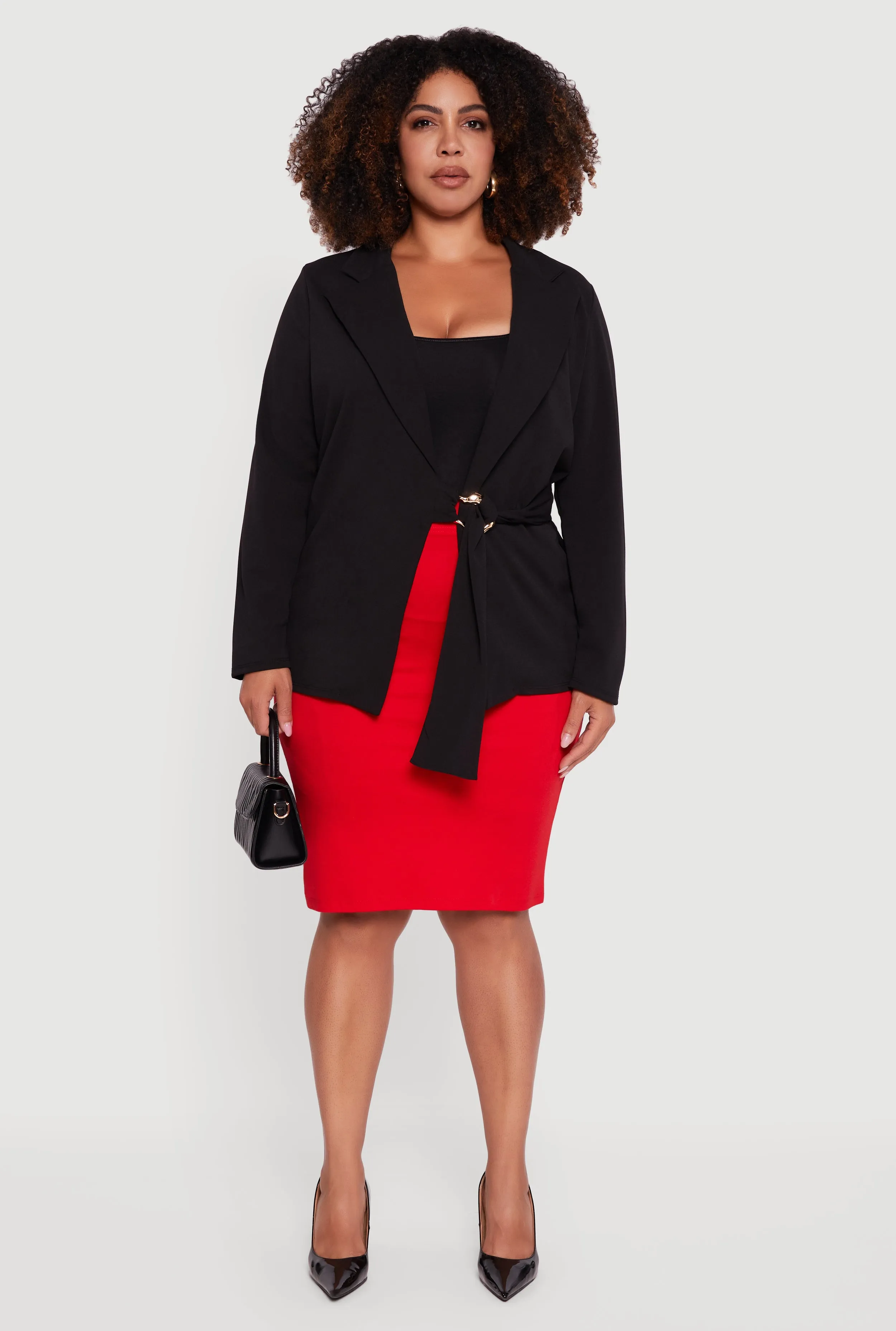 Plus Size Crepe Knit Belted Blazer sold by Rainbow product image thumbnail 3