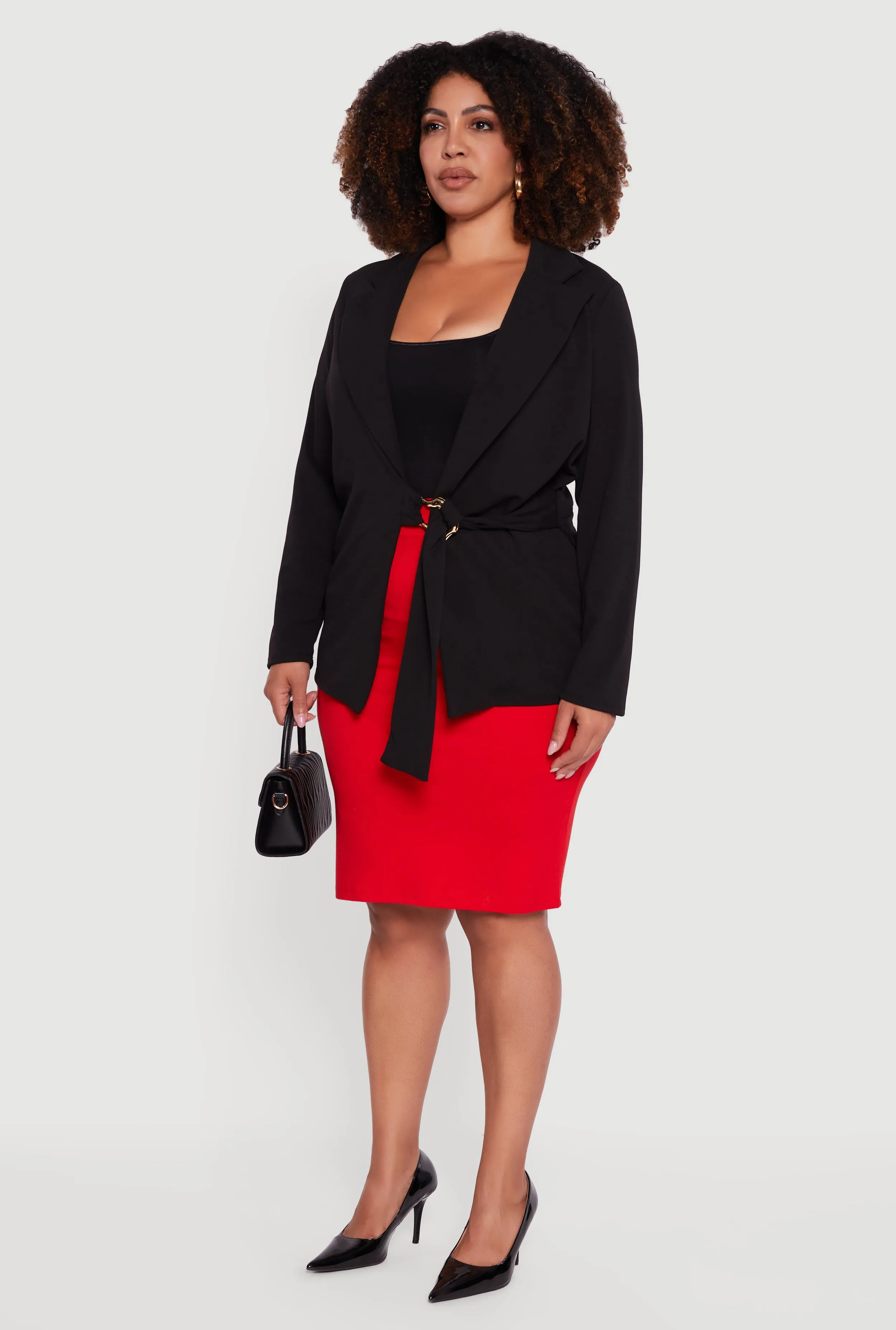 Plus Size Crepe Knit Belted Blazer sold by Rainbow product image thumbnail 5