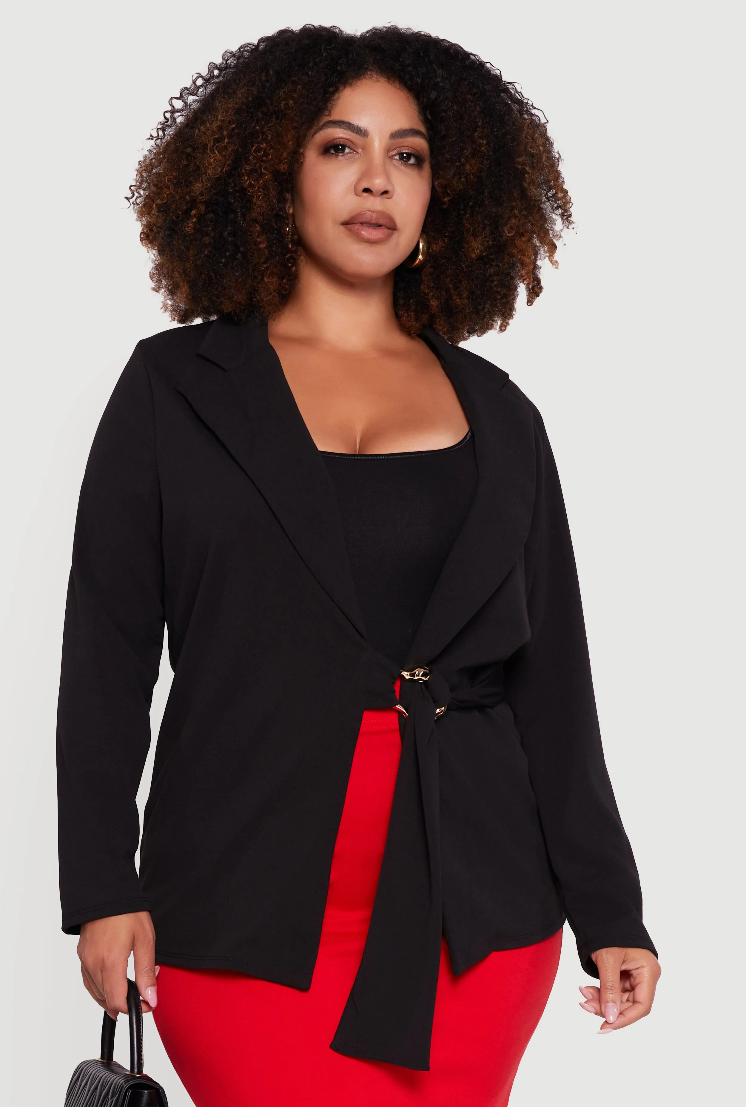 Plus Size Crepe Knit Belted Blazer sold by Rainbow product image thumbnail 2