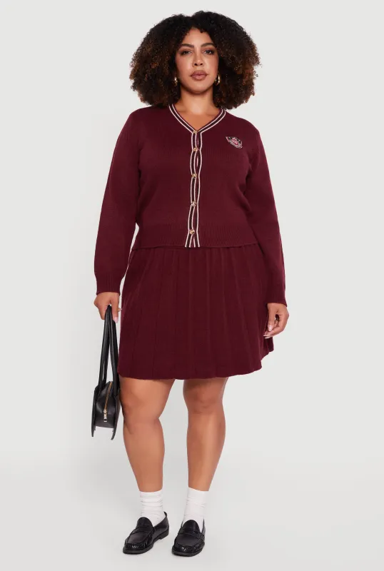 Plus Size High Waisted Stripe Trim Mini Pleated Skirt sold by Rainbow