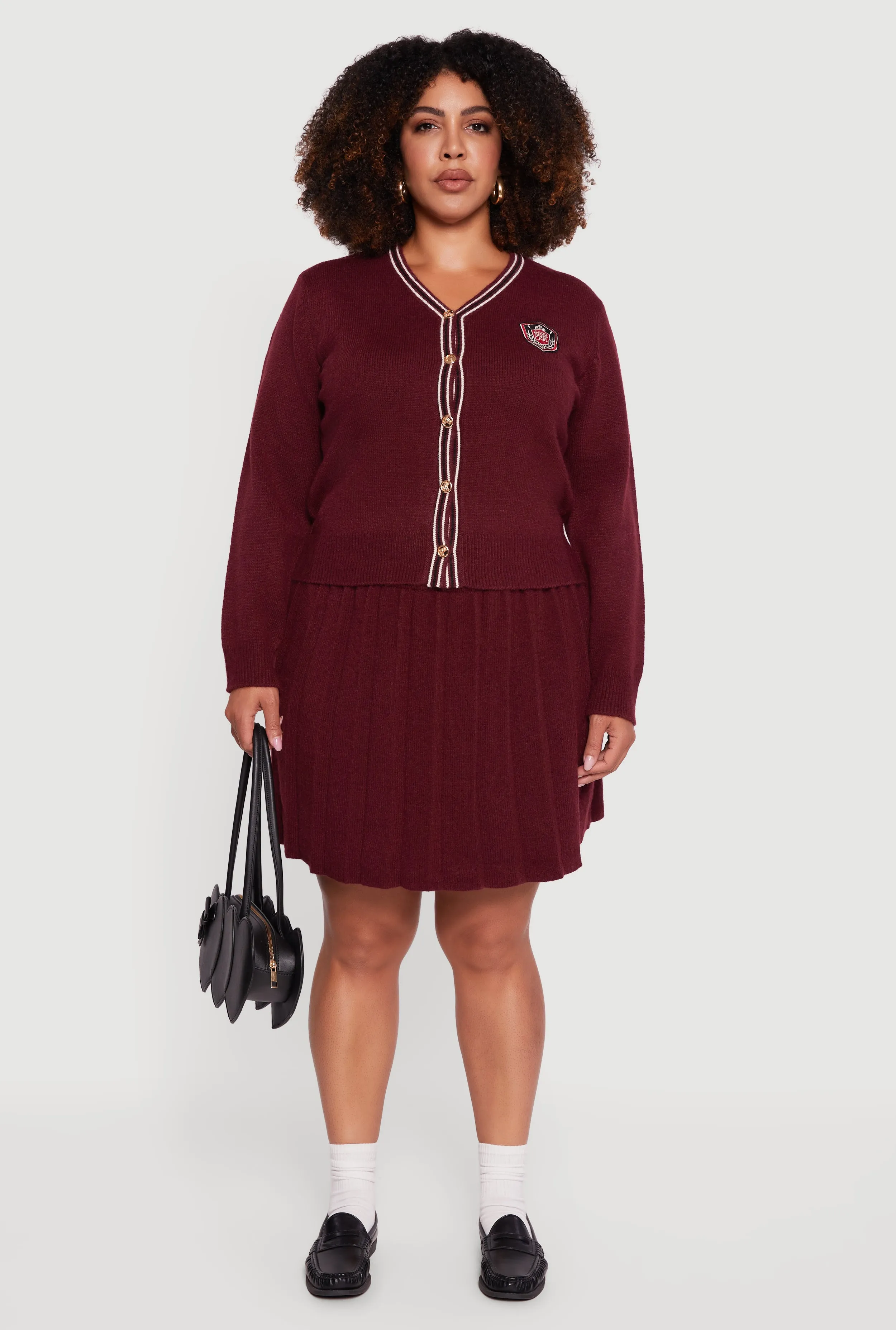 Plus Size High Waisted Stripe Trim Mini Pleated Skirt sold by Rainbow product image thumbnail 2