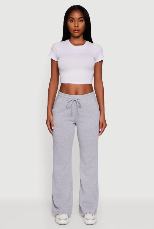 Drawstring Waist Fleece Lined Boot Cut Sweatpants sold by Rainbow