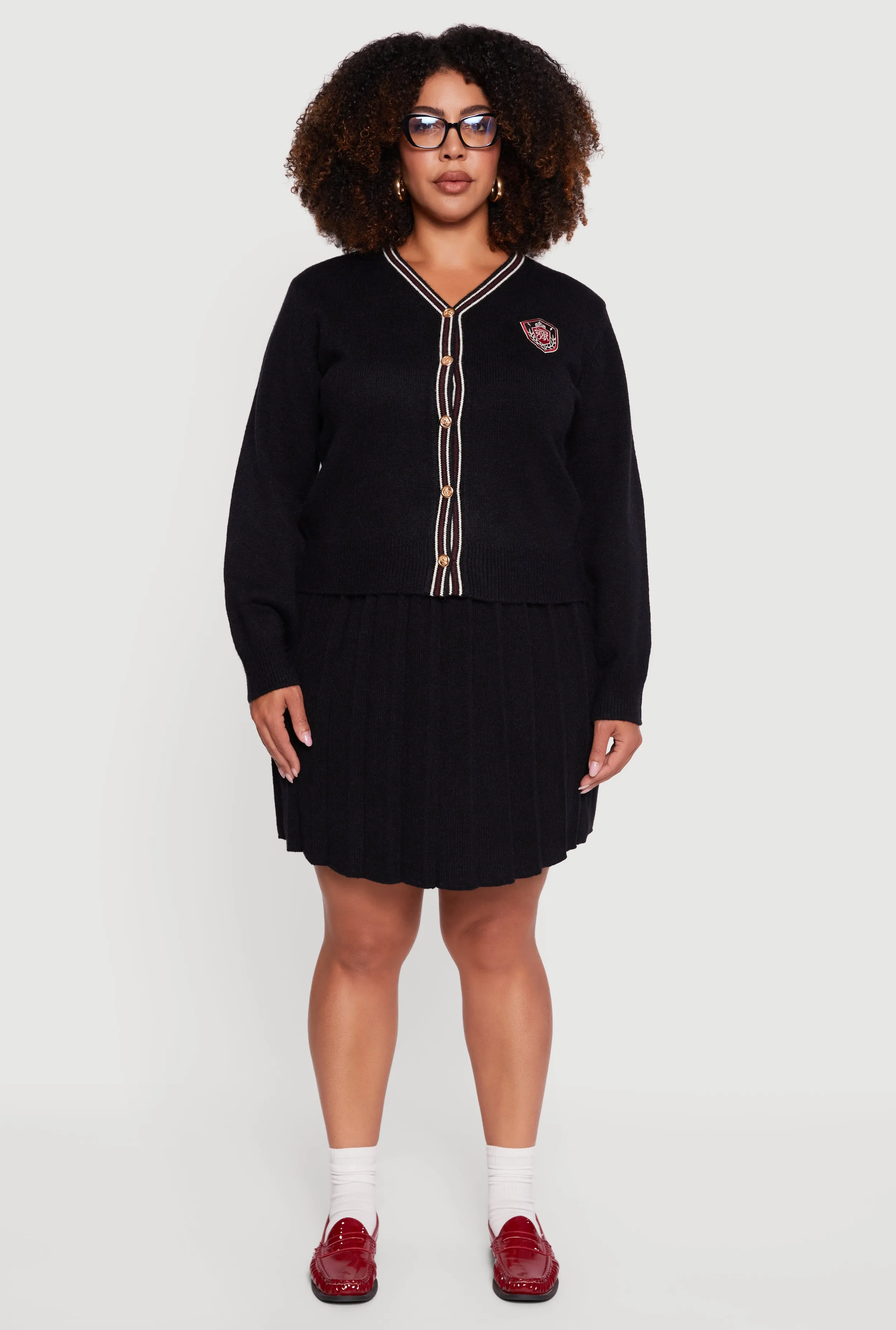 Plus Size Striped Trim Teddy Bear Button Front Cardigan sold by Rainbow product image thumbnail 3