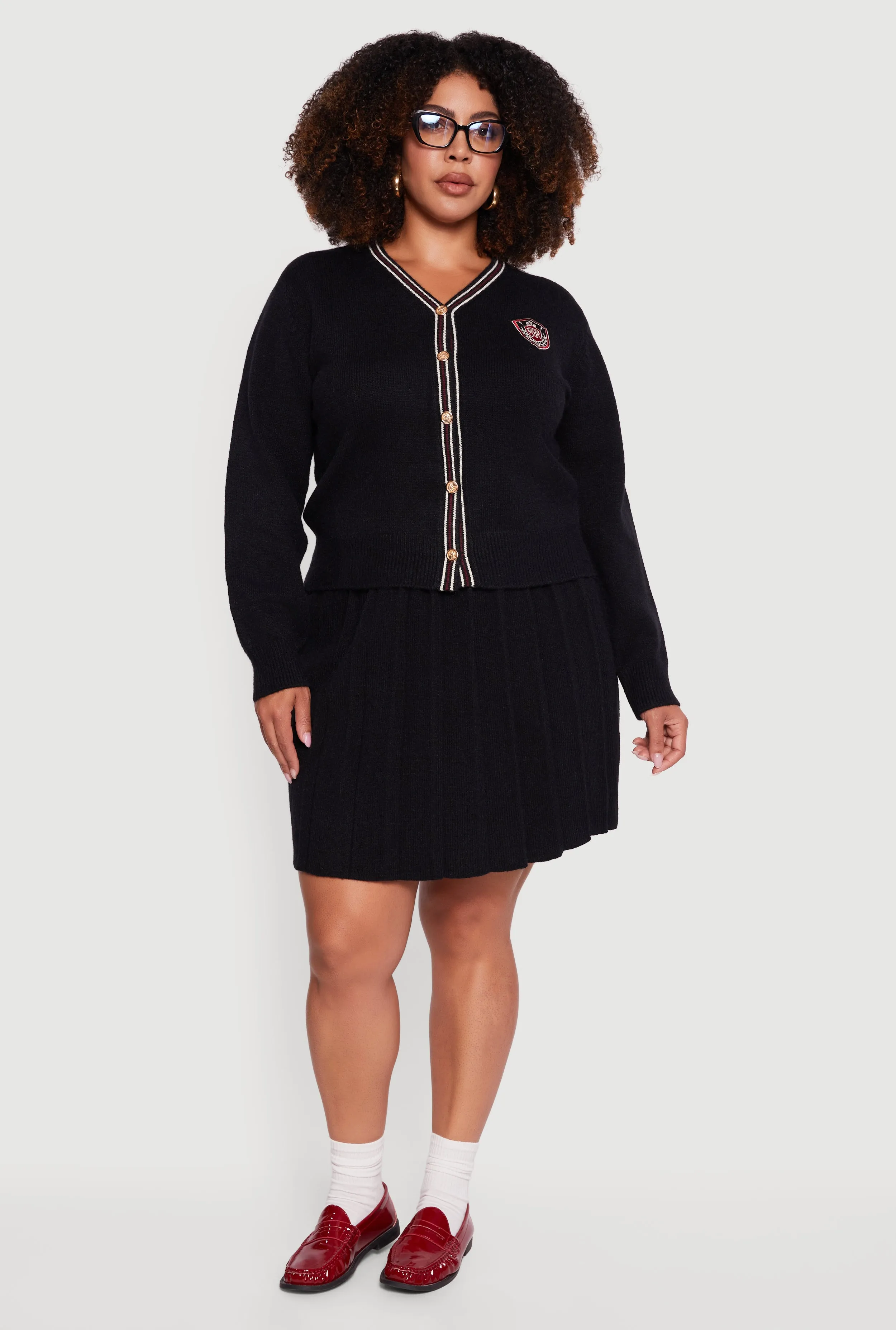 Plus Size Striped Trim Teddy Bear Button Front Cardigan sold by Rainbow product image thumbnail 2