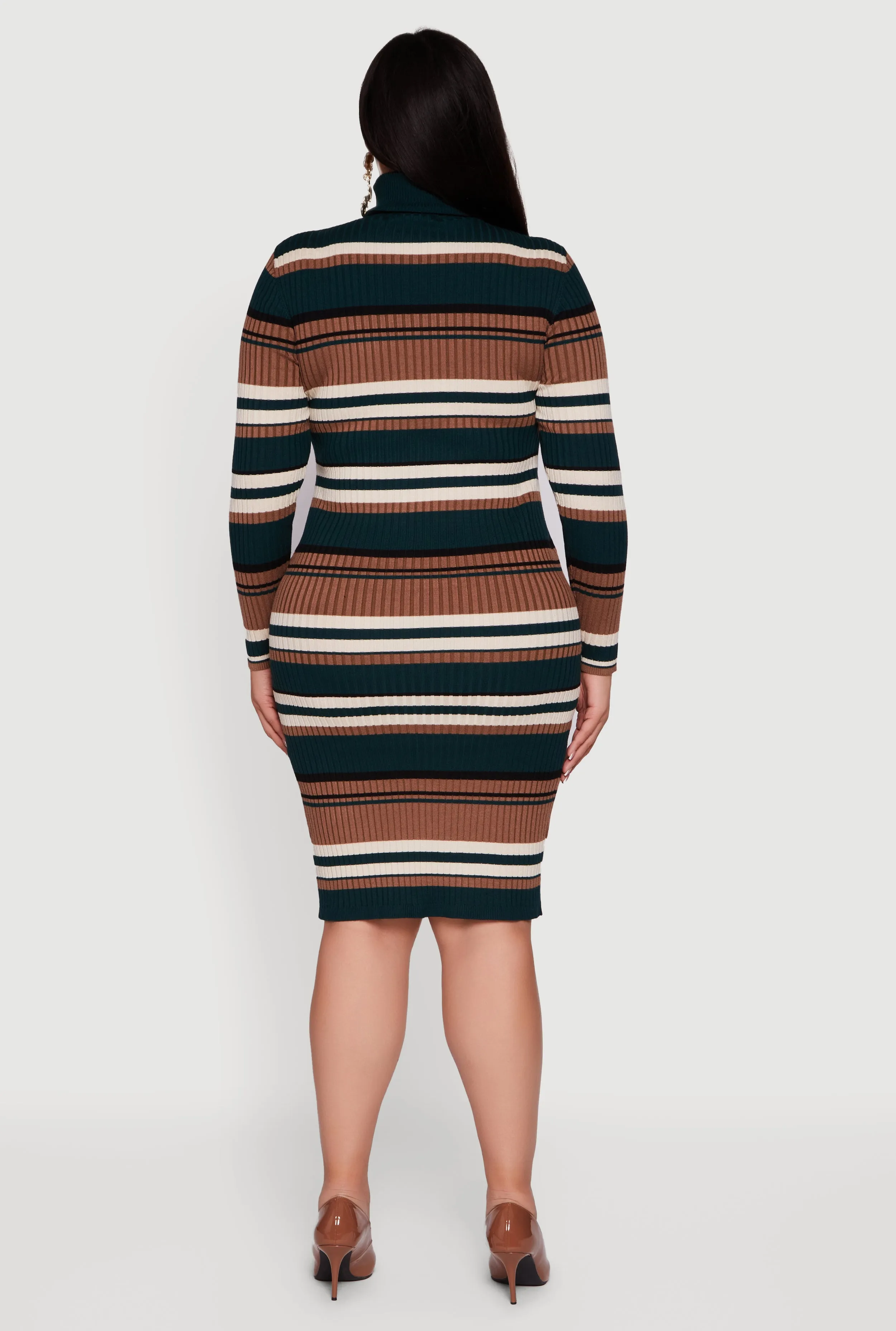 Plus Size Striped Button Detail Turtleneck Sweater Dress sold by Rainbow product image thumbnail 5