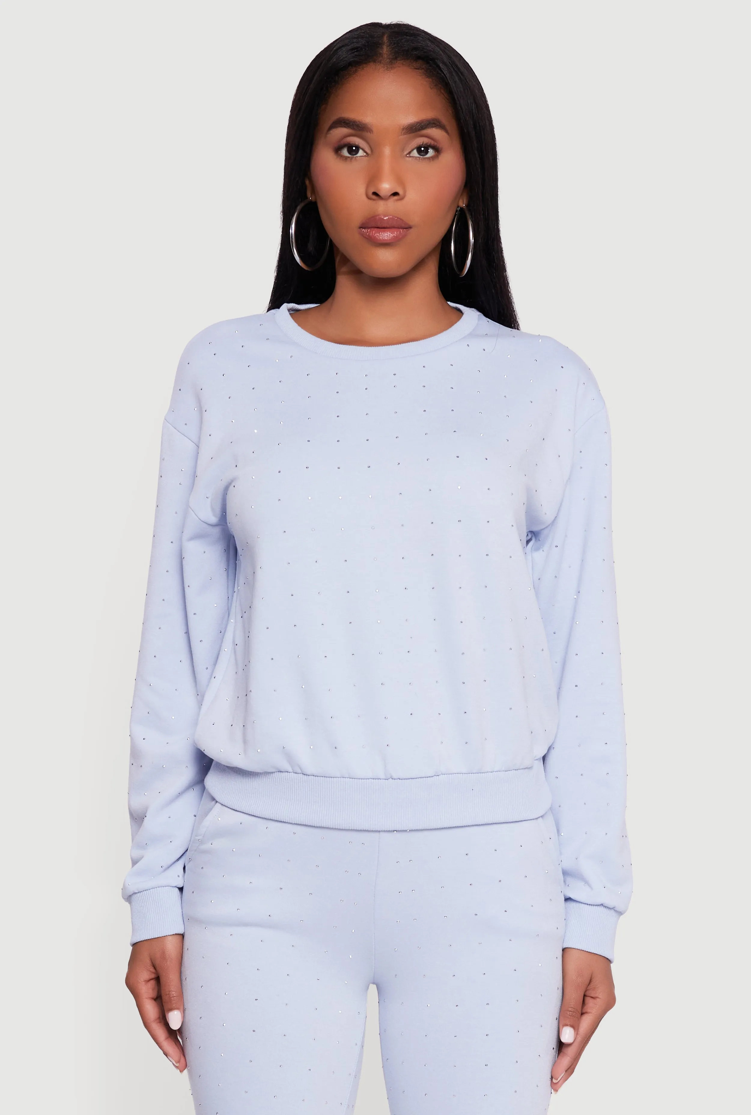 Rhinestone Studded Long Sleeve Pullover Sweatshirt sold by Rainbow product image thumbnail 4