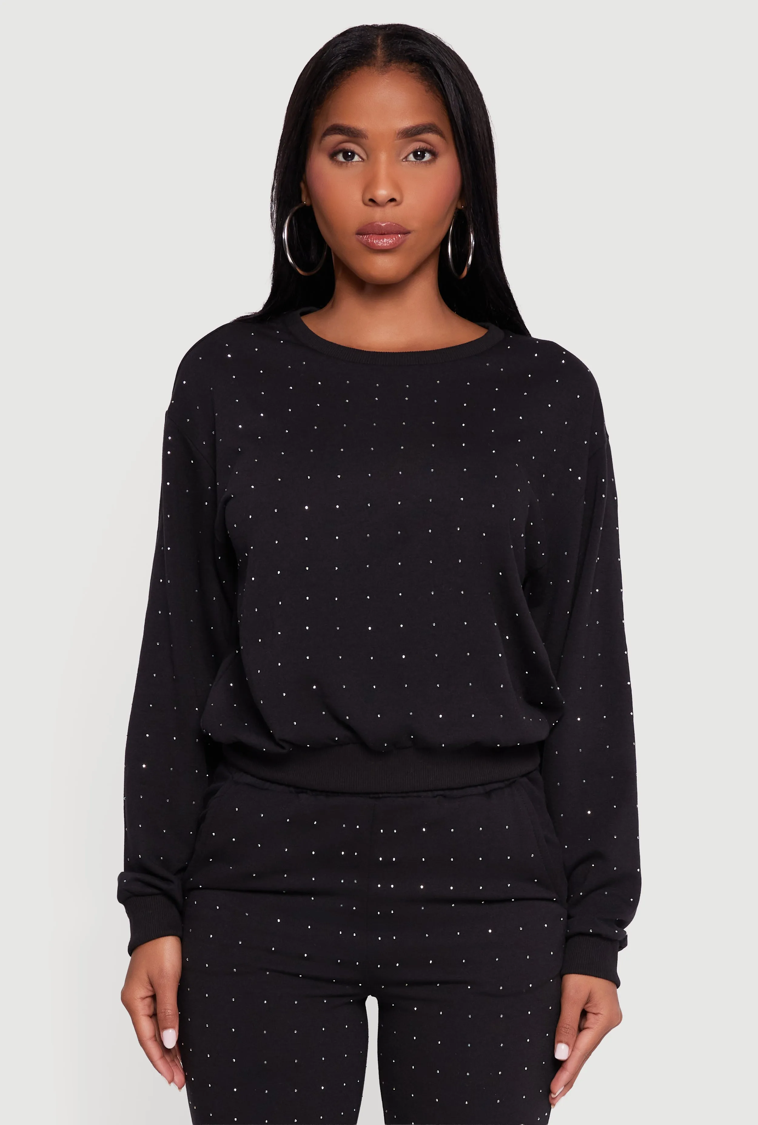 Rhinestone Studded Long Sleeve Pullover Sweatshirt sold by Rainbow product image thumbnail 2
