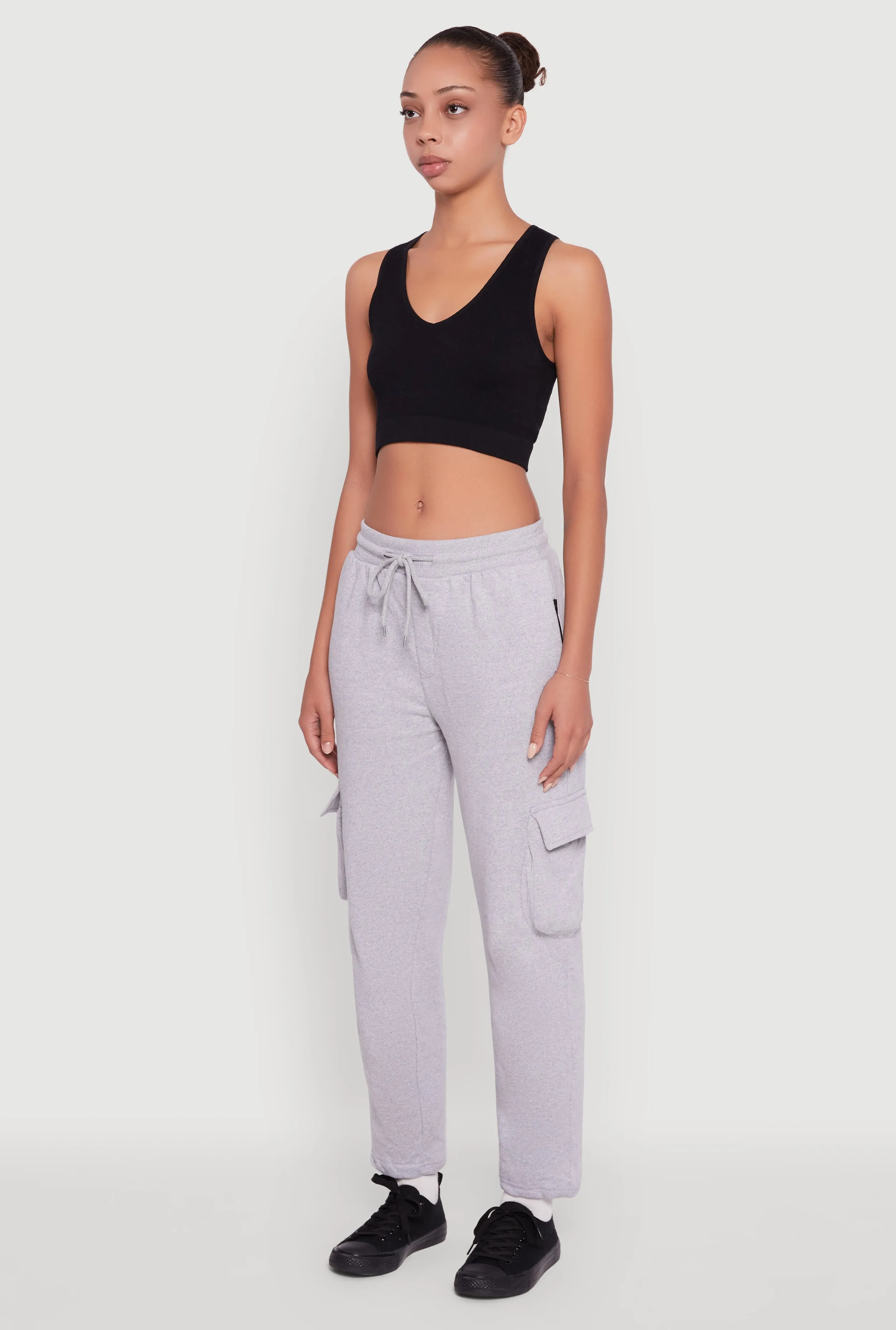 Zip Pocket Drawstring Waist Cargo Sweatpants sold by Rainbow product image thumbnail 3