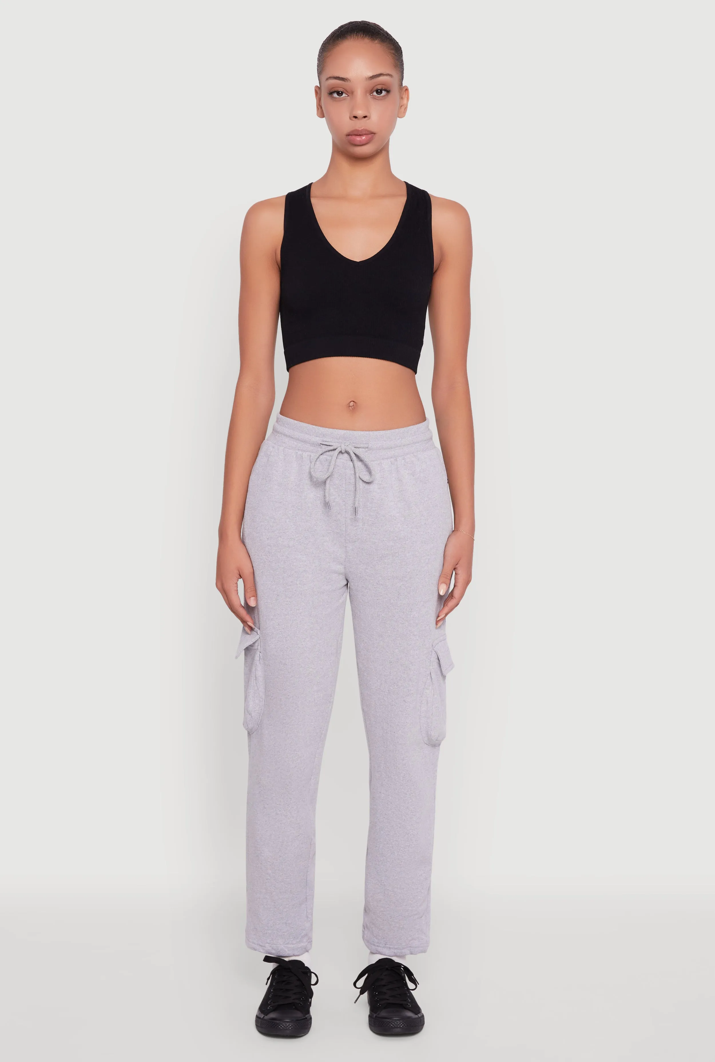Zip Pocket Drawstring Waist Cargo Sweatpants sold by Rainbow product image thumbnail 2