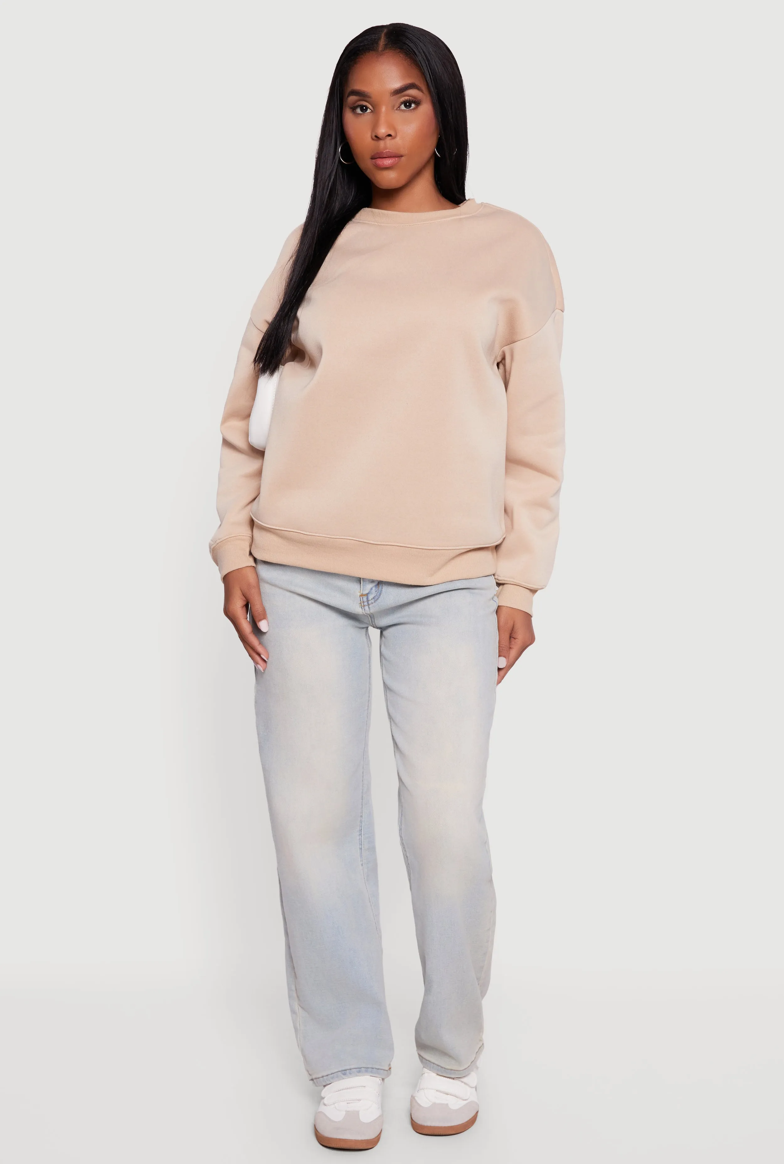 Fleece Lined Drop Shoulder Crew Neck Sweatshirt sold by Rainbow product image thumbnail 4