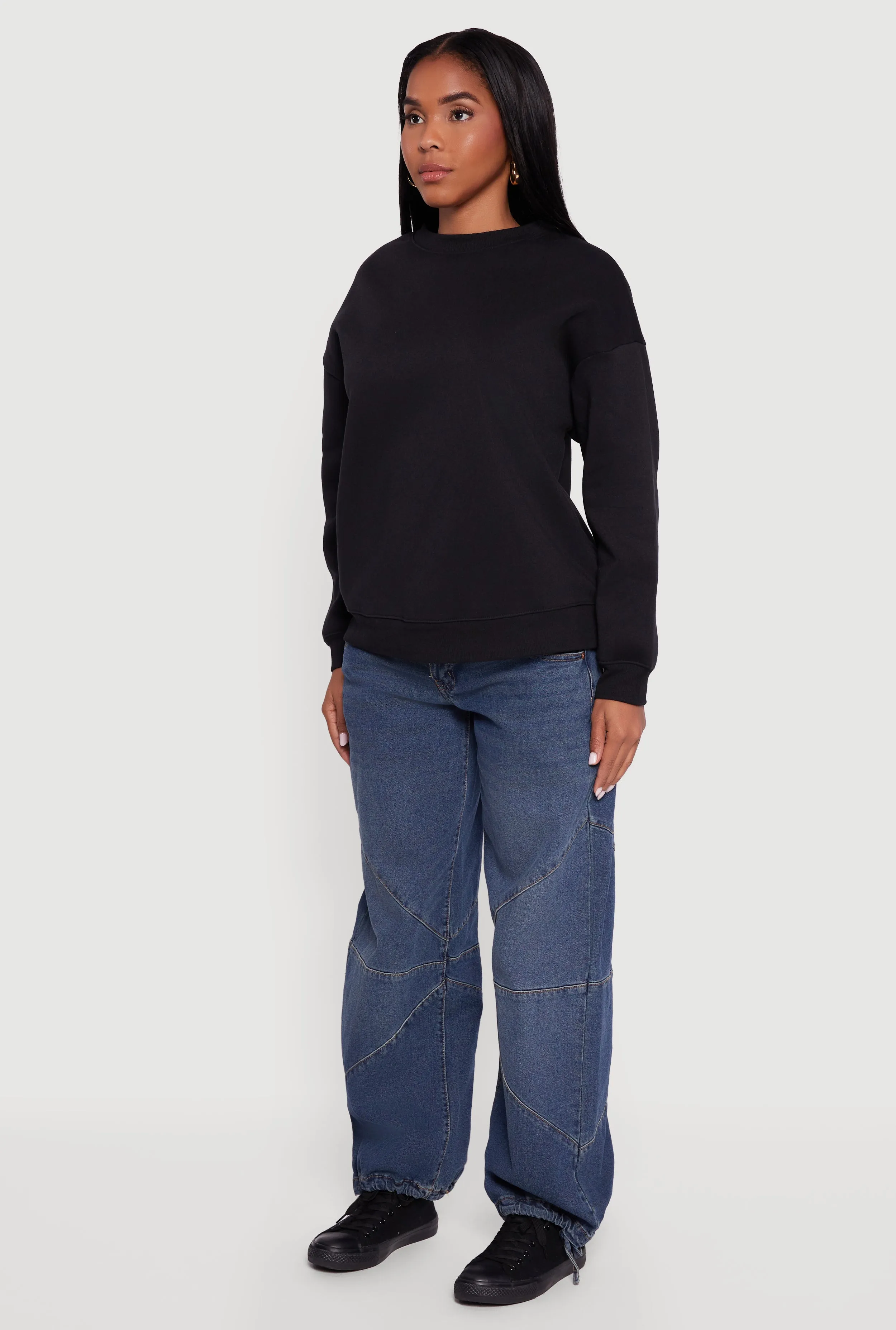 Fleece Lined Drop Shoulder Crew Neck Sweatshirt sold by Rainbow product image thumbnail 5