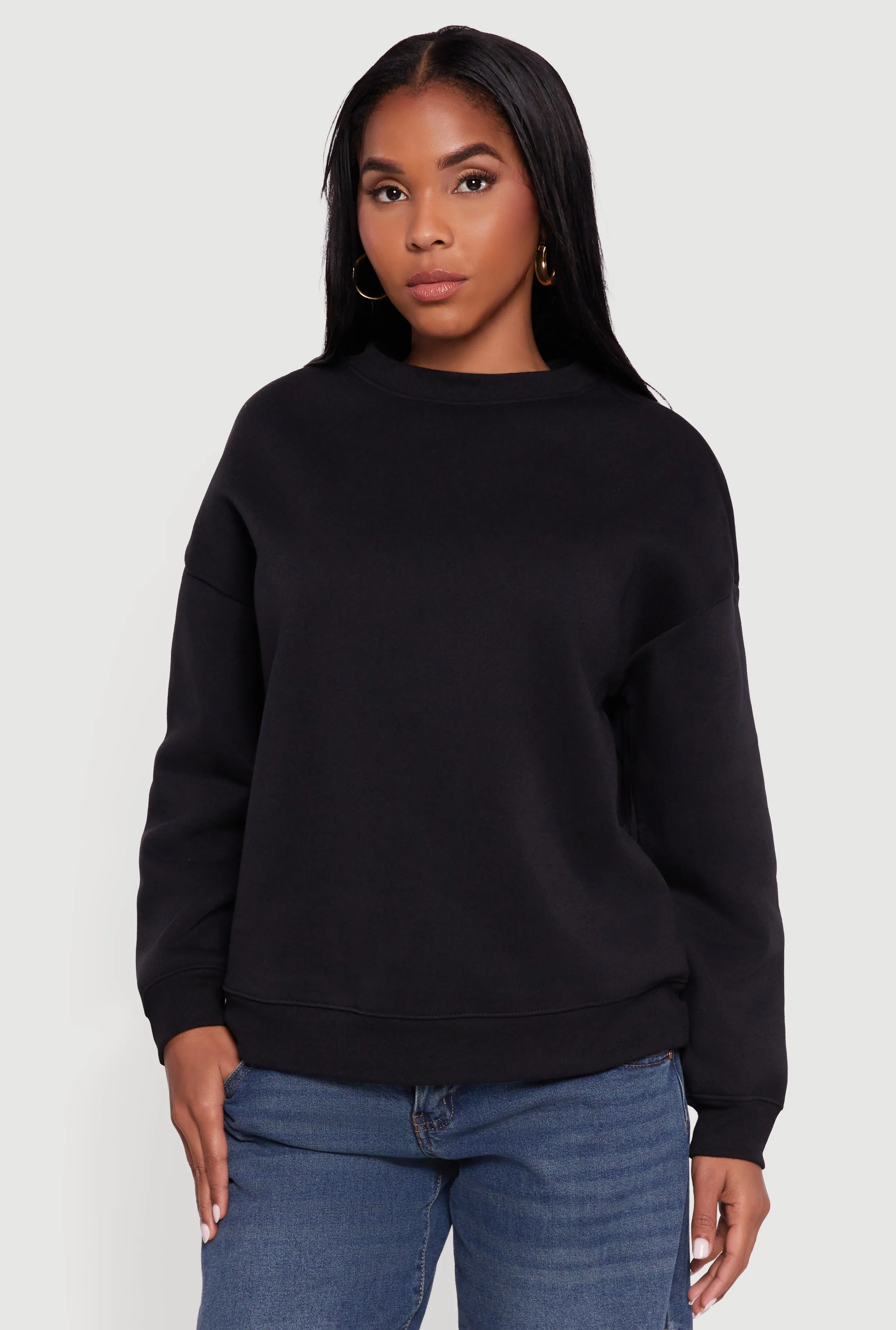 Fleece Lined Drop Shoulder Crew Neck Sweatshirt sold by Rainbow product image thumbnail 2