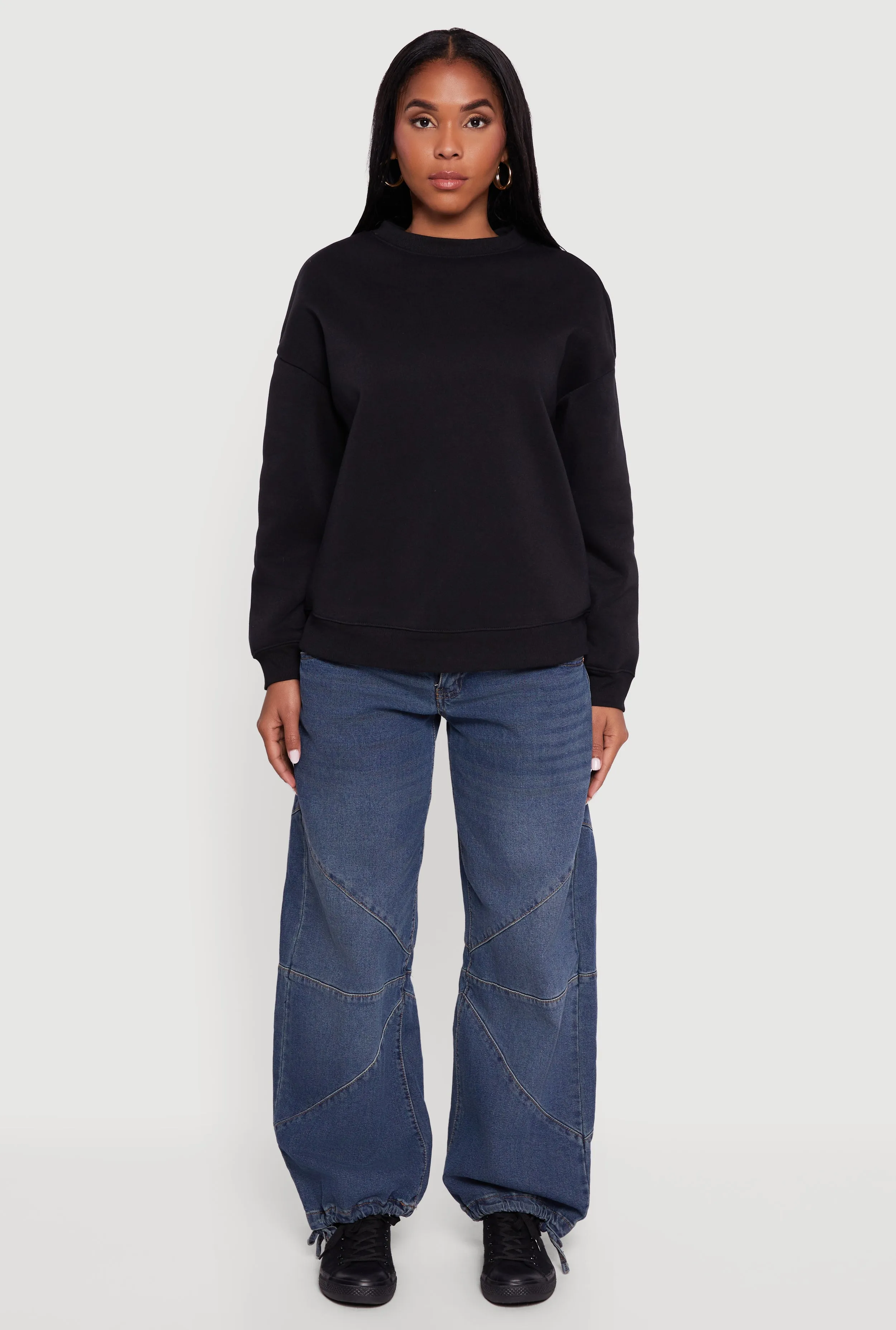 Fleece Lined Drop Shoulder Crew Neck Sweatshirt sold by Rainbow product image thumbnail 3