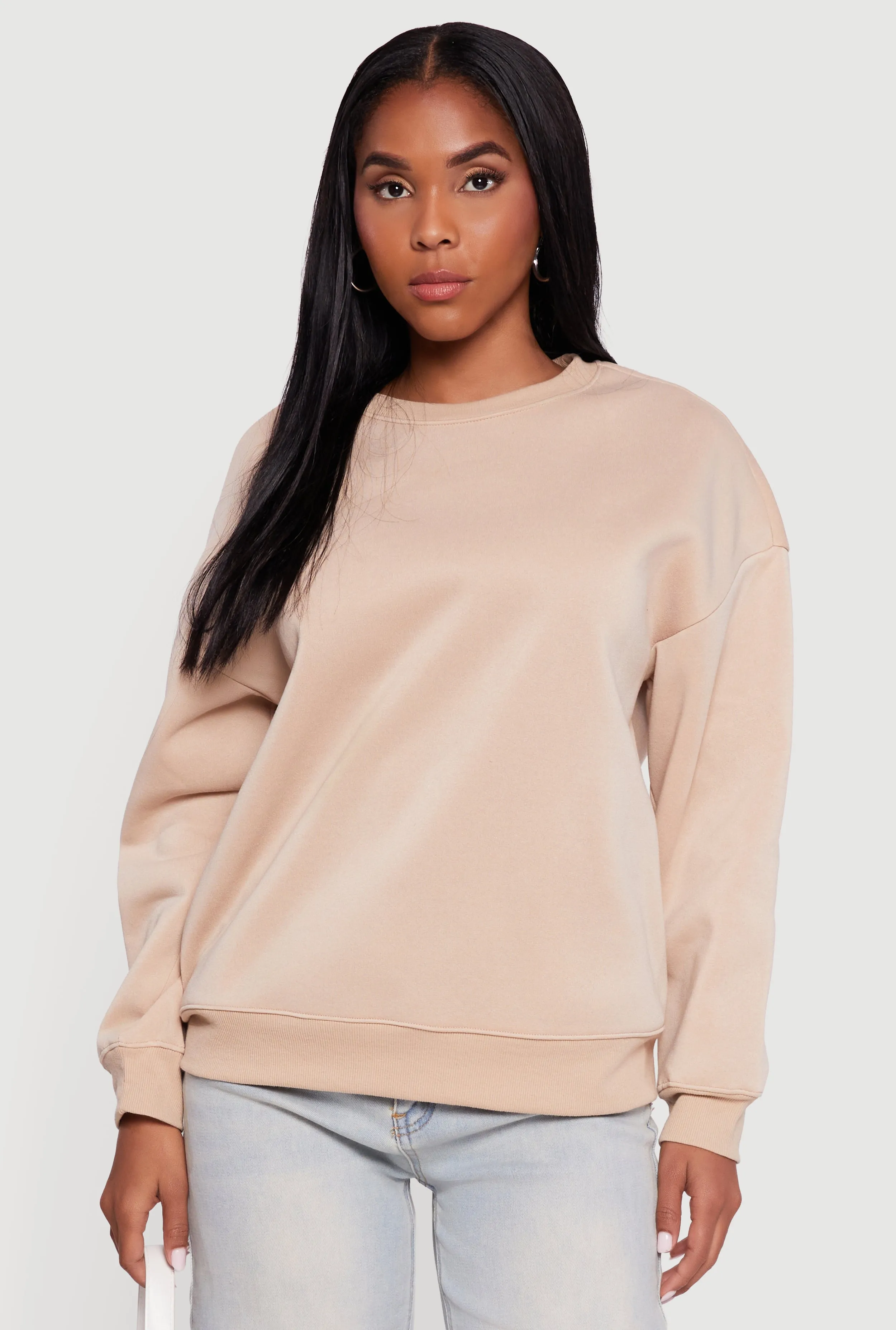 Fleece Lined Drop Shoulder Crew Neck Sweatshirt sold by Rainbow product image thumbnail 2