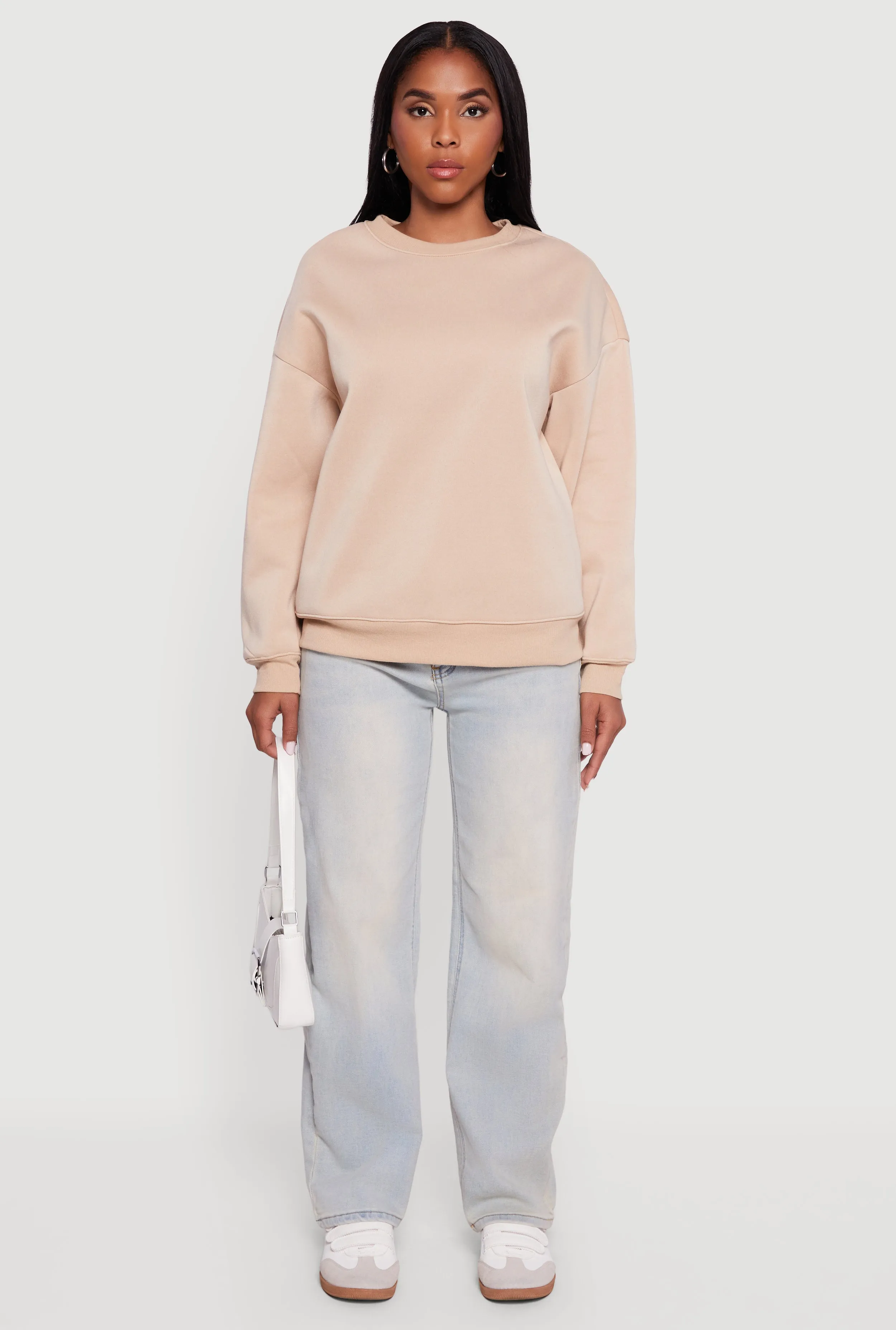 Fleece Lined Drop Shoulder Crew Neck Sweatshirt sold by Rainbow product image thumbnail 3