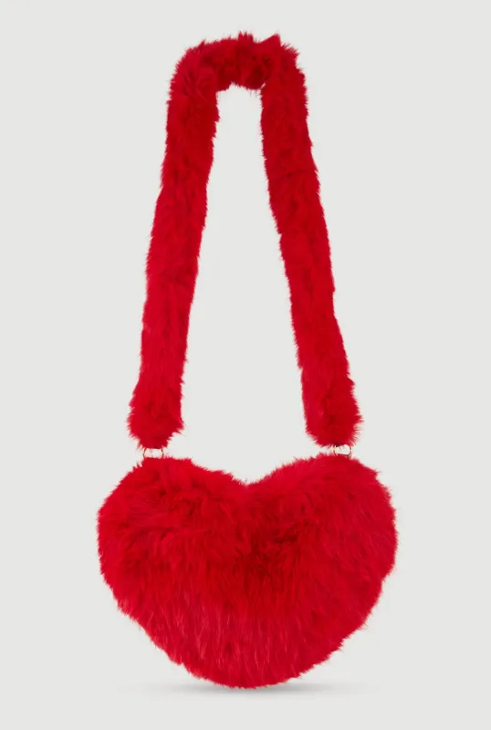 Faux Fur Heart Convertible Handbag sold by Rainbow