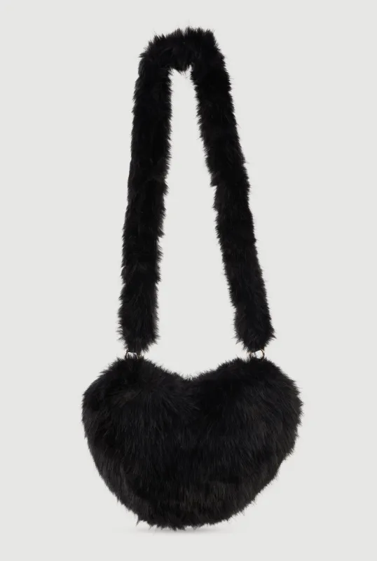 Faux Fur Heart Convertible Handbag sold by Rainbow