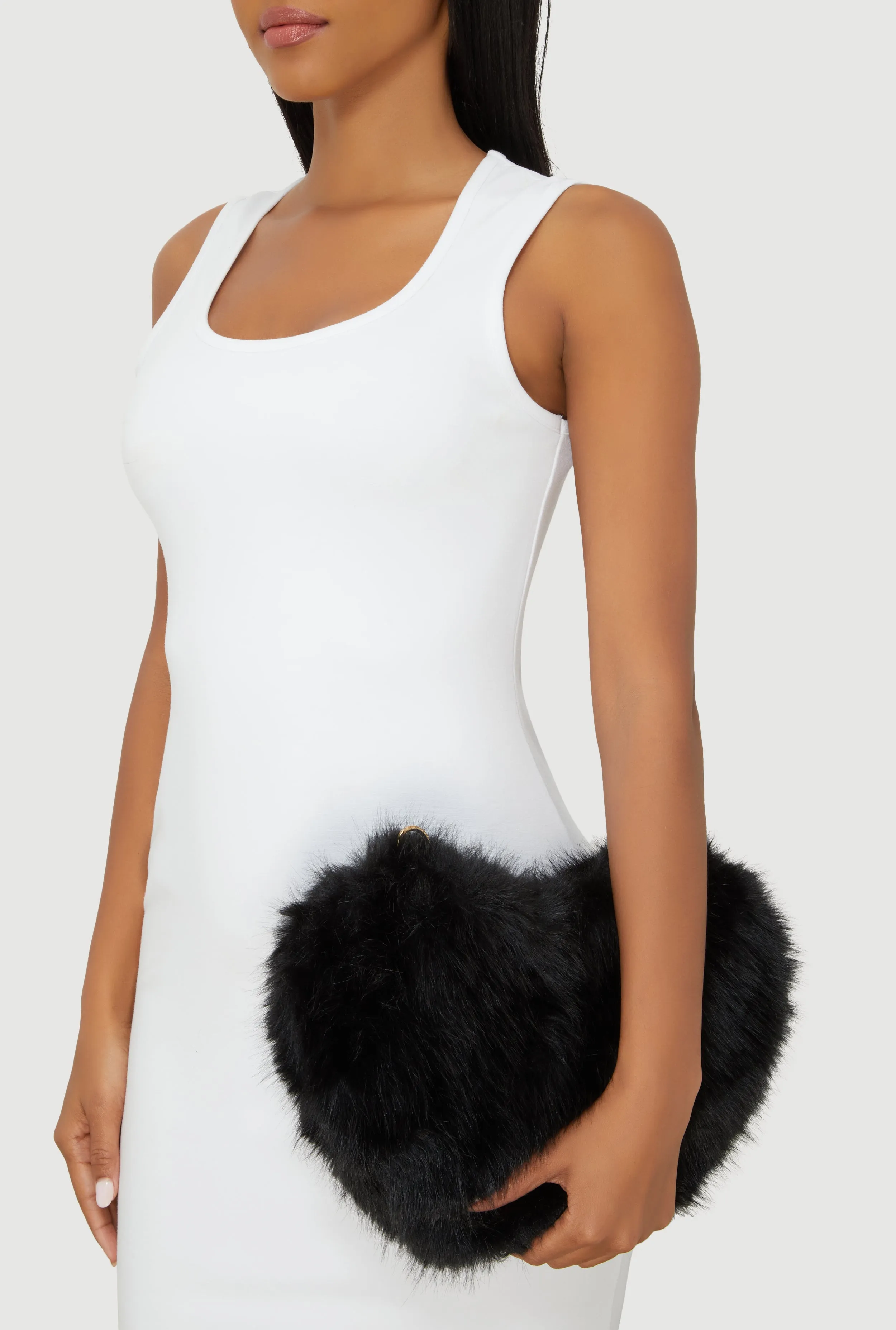 Faux Fur Heart Convertible Handbag sold by Rainbow product image thumbnail 2