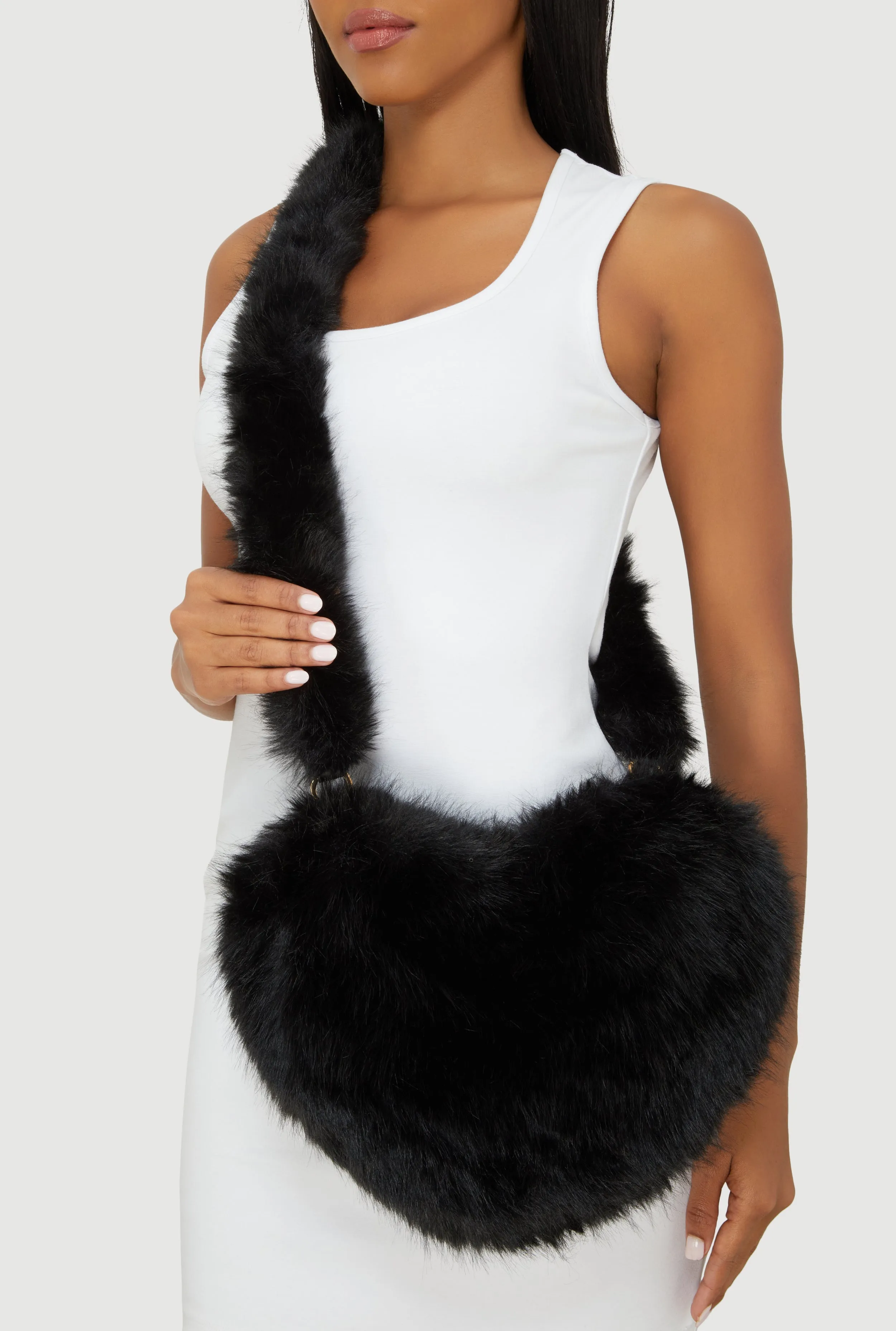 Faux Fur Heart Convertible Handbag sold by Rainbow product image thumbnail 3