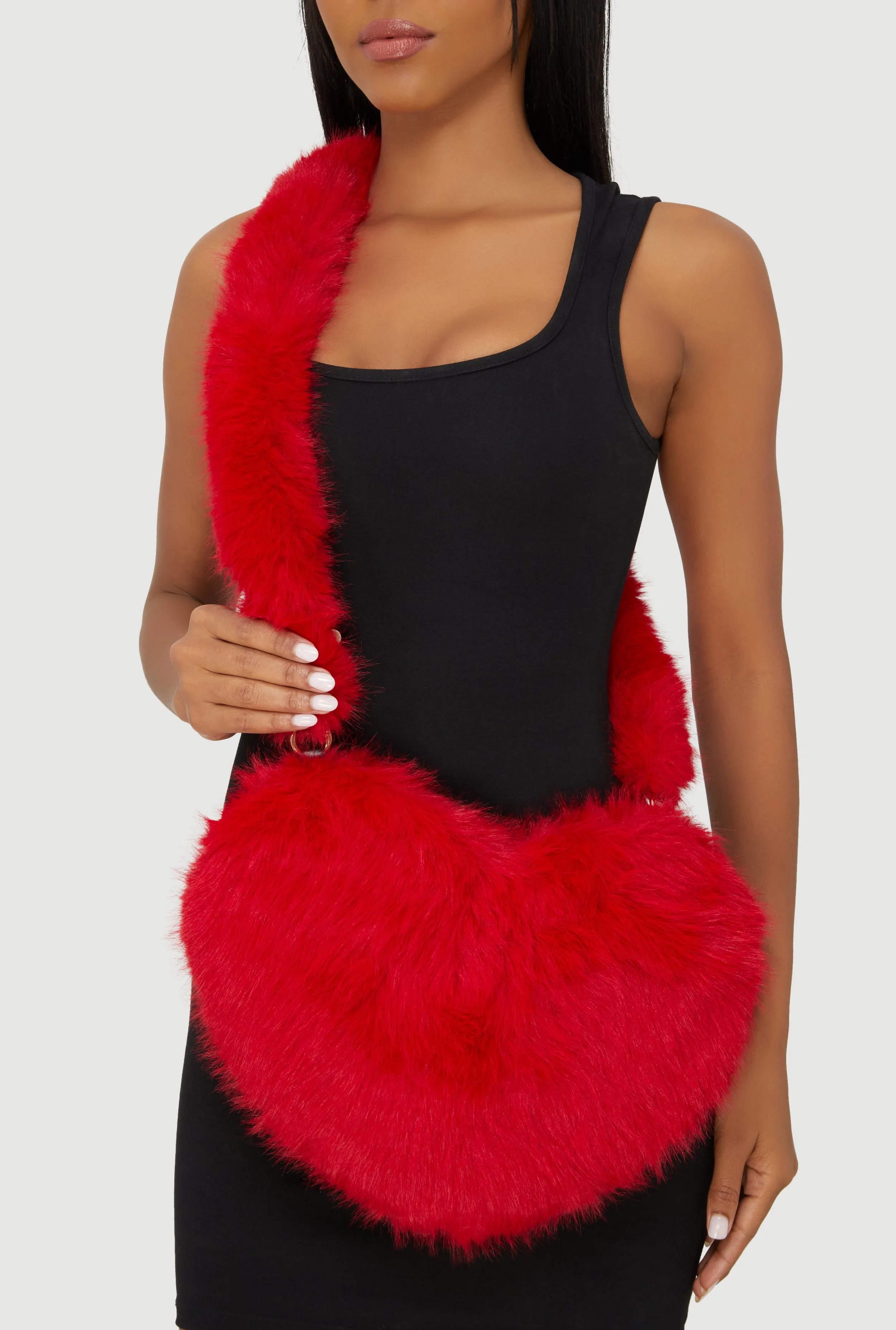 Faux Fur Heart Convertible Handbag sold by Rainbow product image thumbnail 3