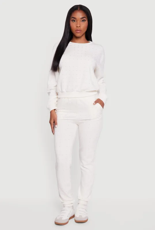 Rhinestone Studded Elastic Waist Joggers sold by Rainbow
