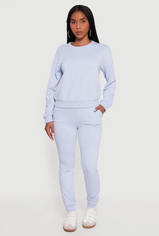 Rhinestone Studded Elastic Waist Joggers sold by Rainbow