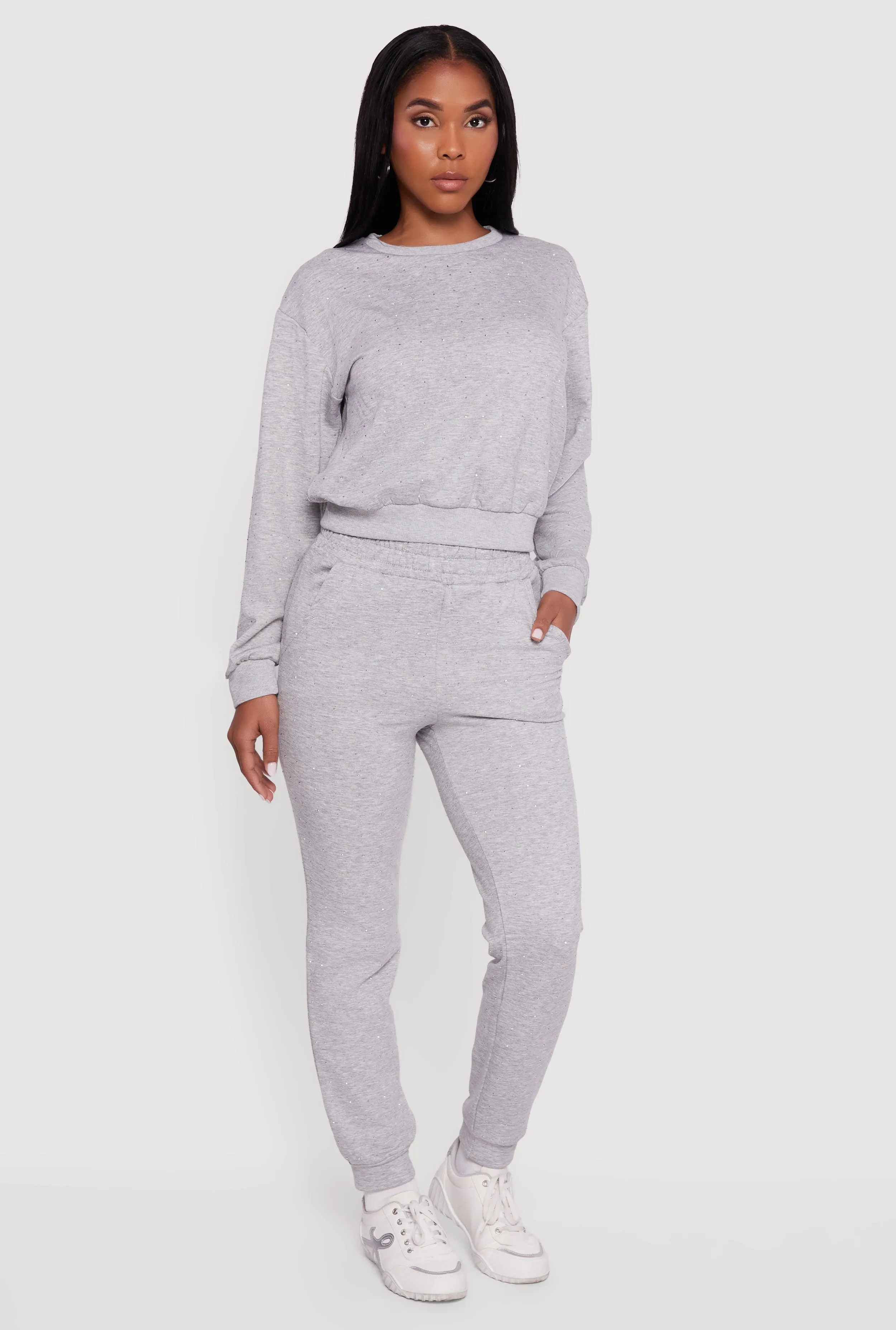 Rhinestone Studded Elastic Waist Joggers sold by Rainbow