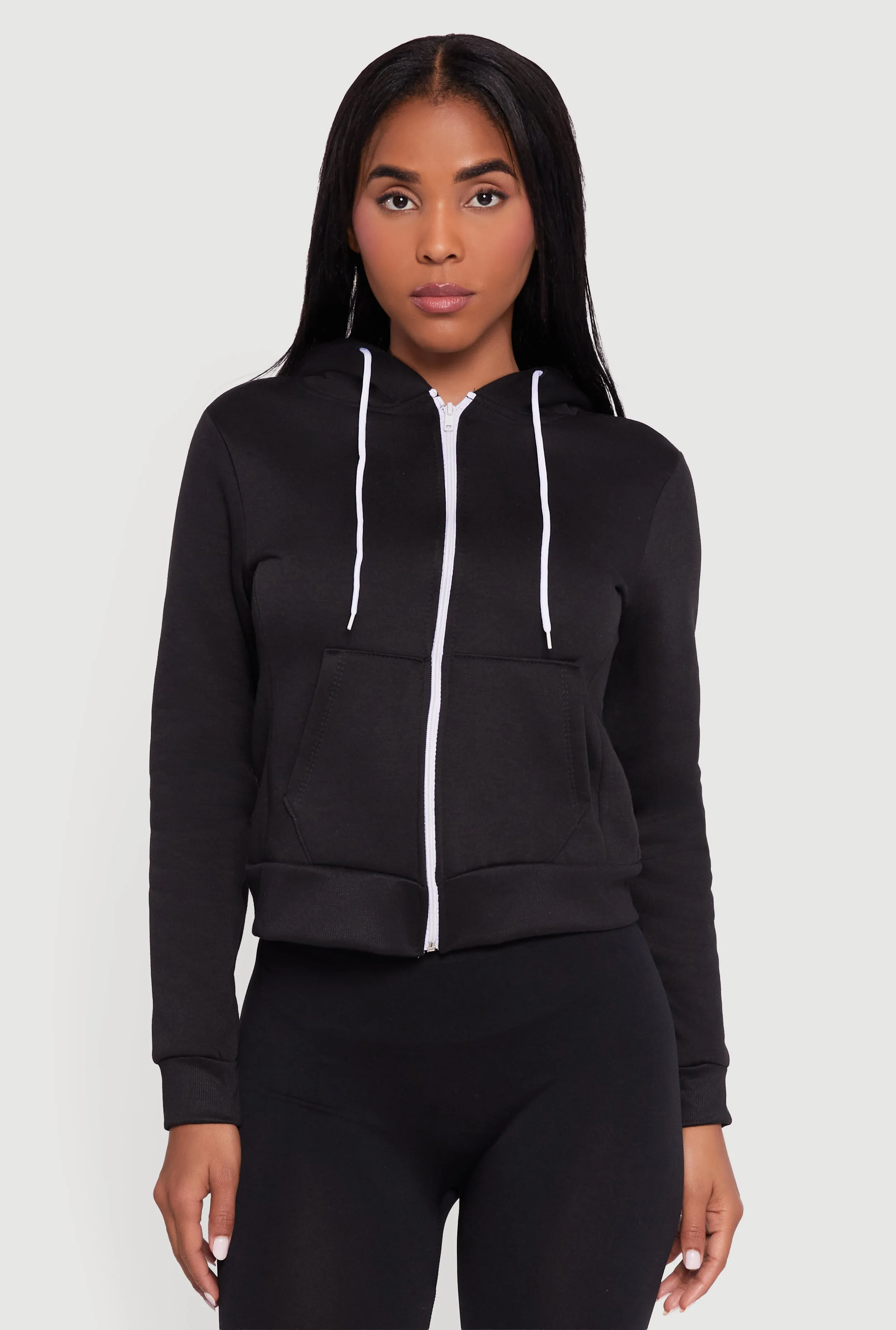 Contrast Zip Front Drawstring Hoodie sold by Rainbow product image thumbnail 2
