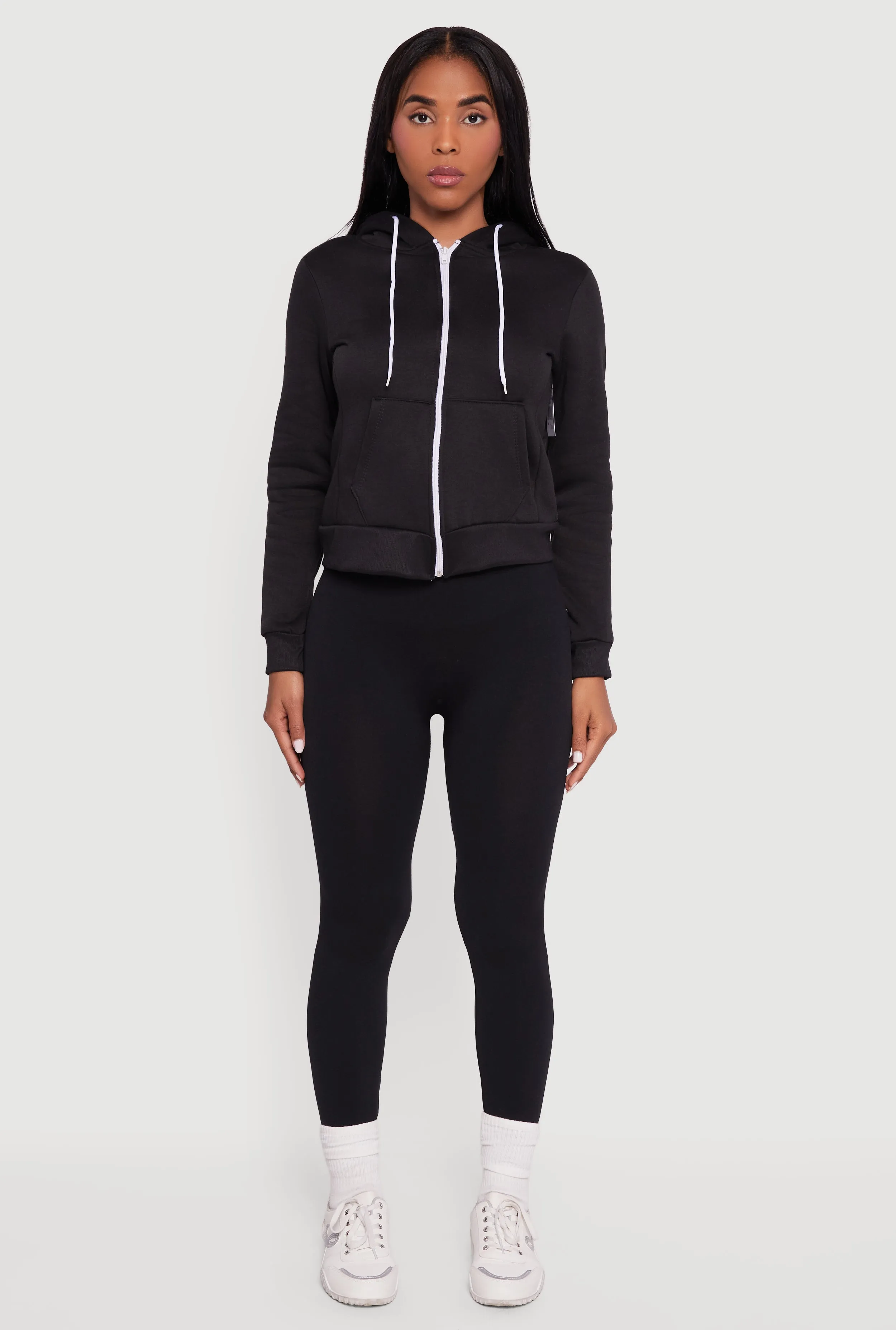 Contrast Zip Front Drawstring Hoodie sold by Rainbow product image thumbnail 3