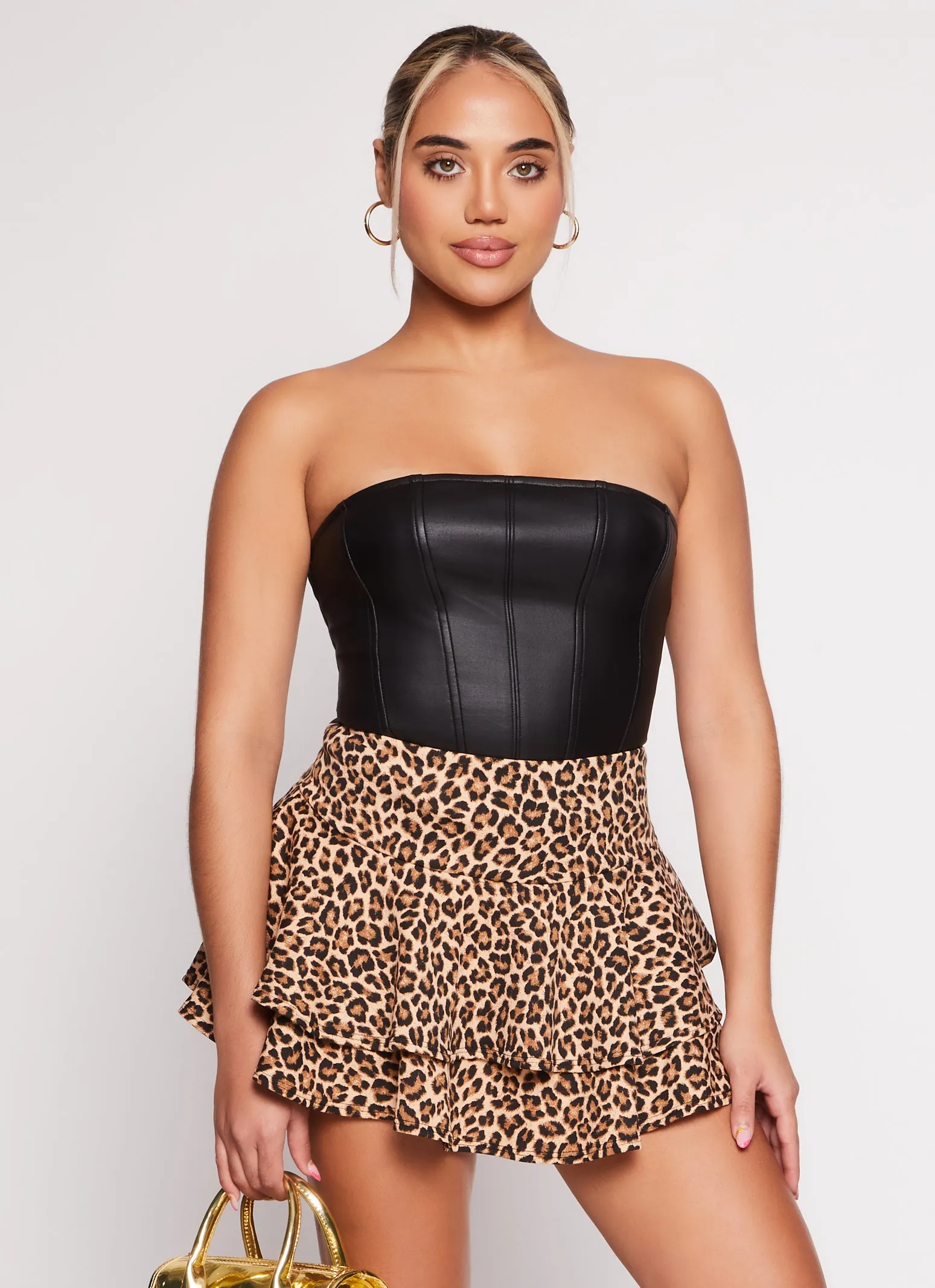 Animal Print Tiered Mini Skirt sold by Rainbow