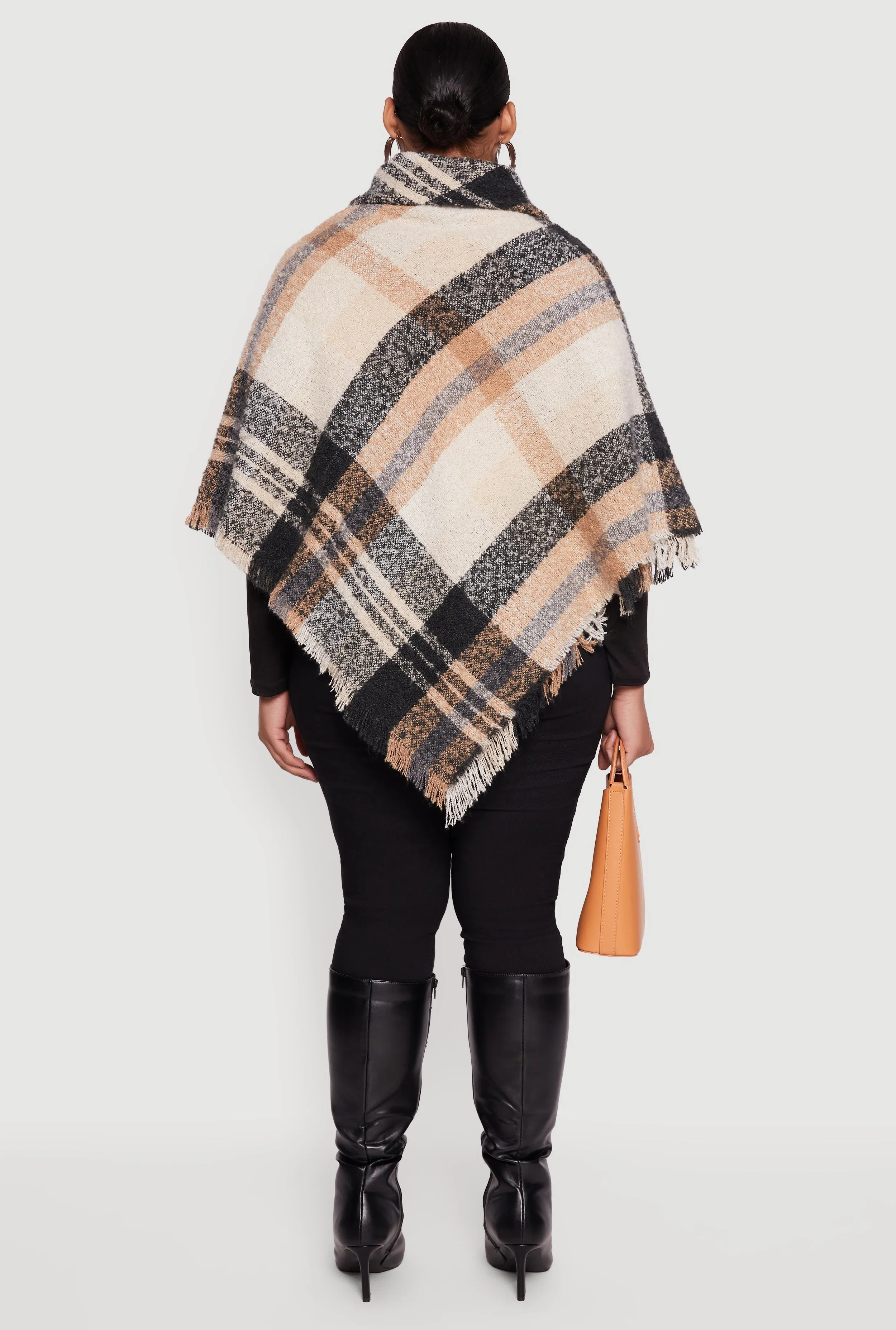 Front Toggle Loop Closure Plaid Boucle Poncho sold by Rainbow product image thumbnail 5