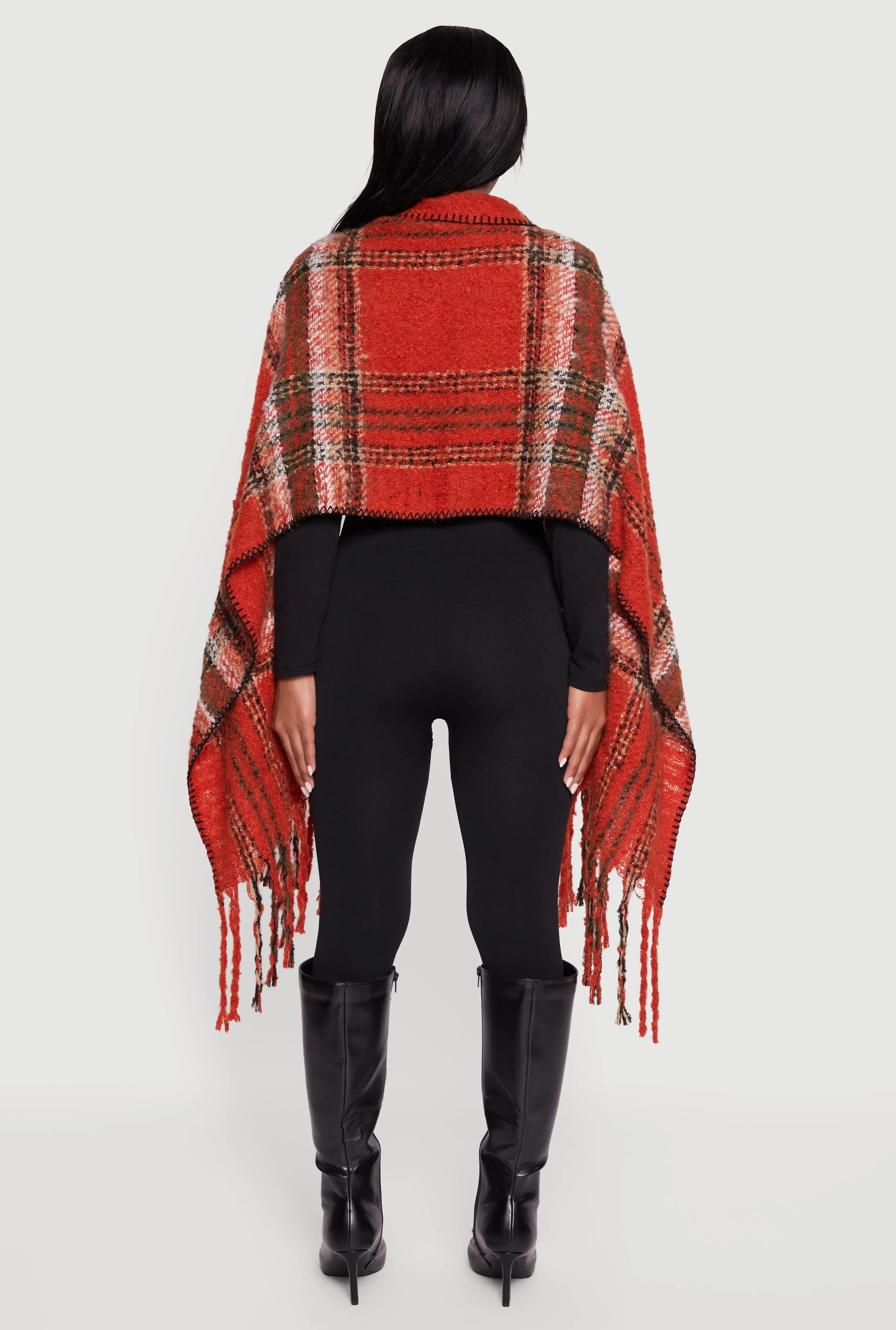 Soft Boucle Plaid Pocket Scarf sold by Rainbow product image thumbnail 5