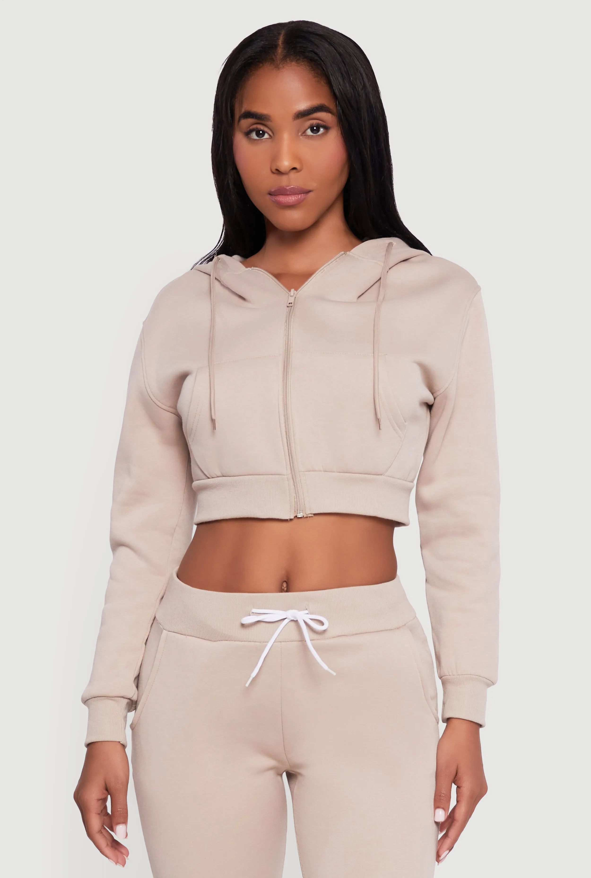 Cropped Zip Front Hooded Sweatshirt sold by Rainbow product image thumbnail 2
