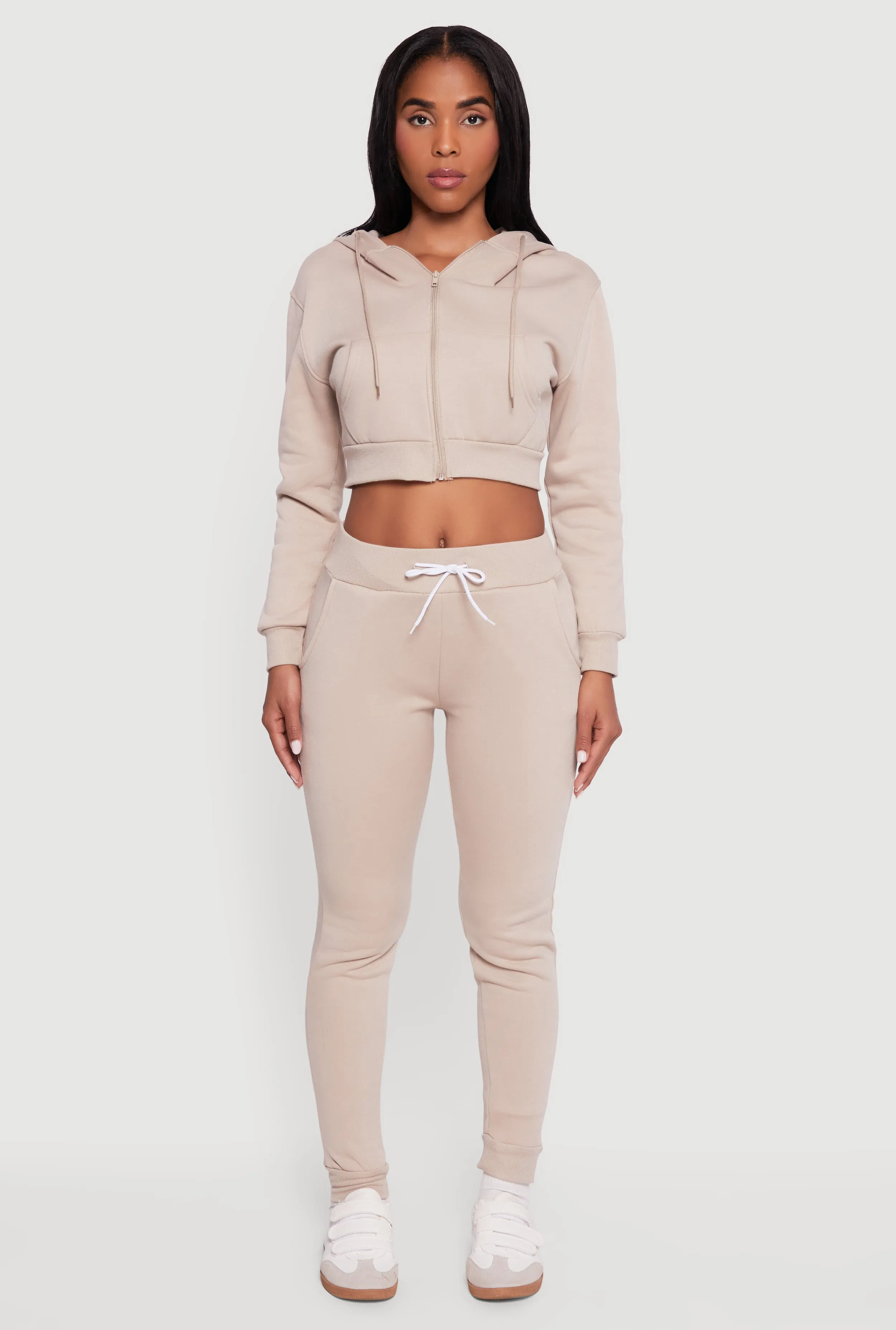 Cropped Zip Front Hooded Sweatshirt sold by Rainbow product image thumbnail 3