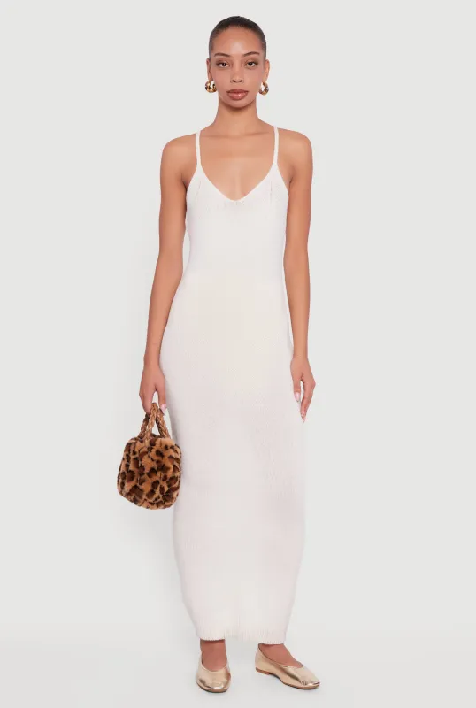 Almost Famous V-Neck Maxi Sweater Dress sold by Rainbow