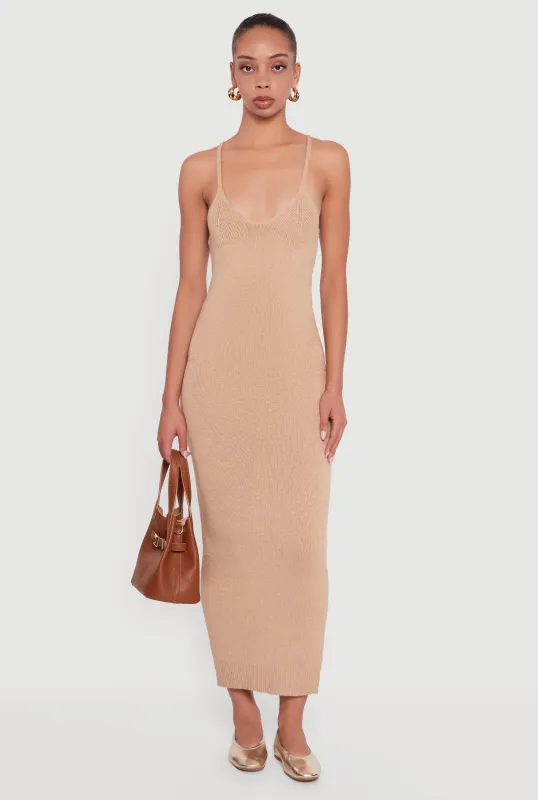 Almost Famous V-Neck Maxi Sweater Dress sold by Rainbow