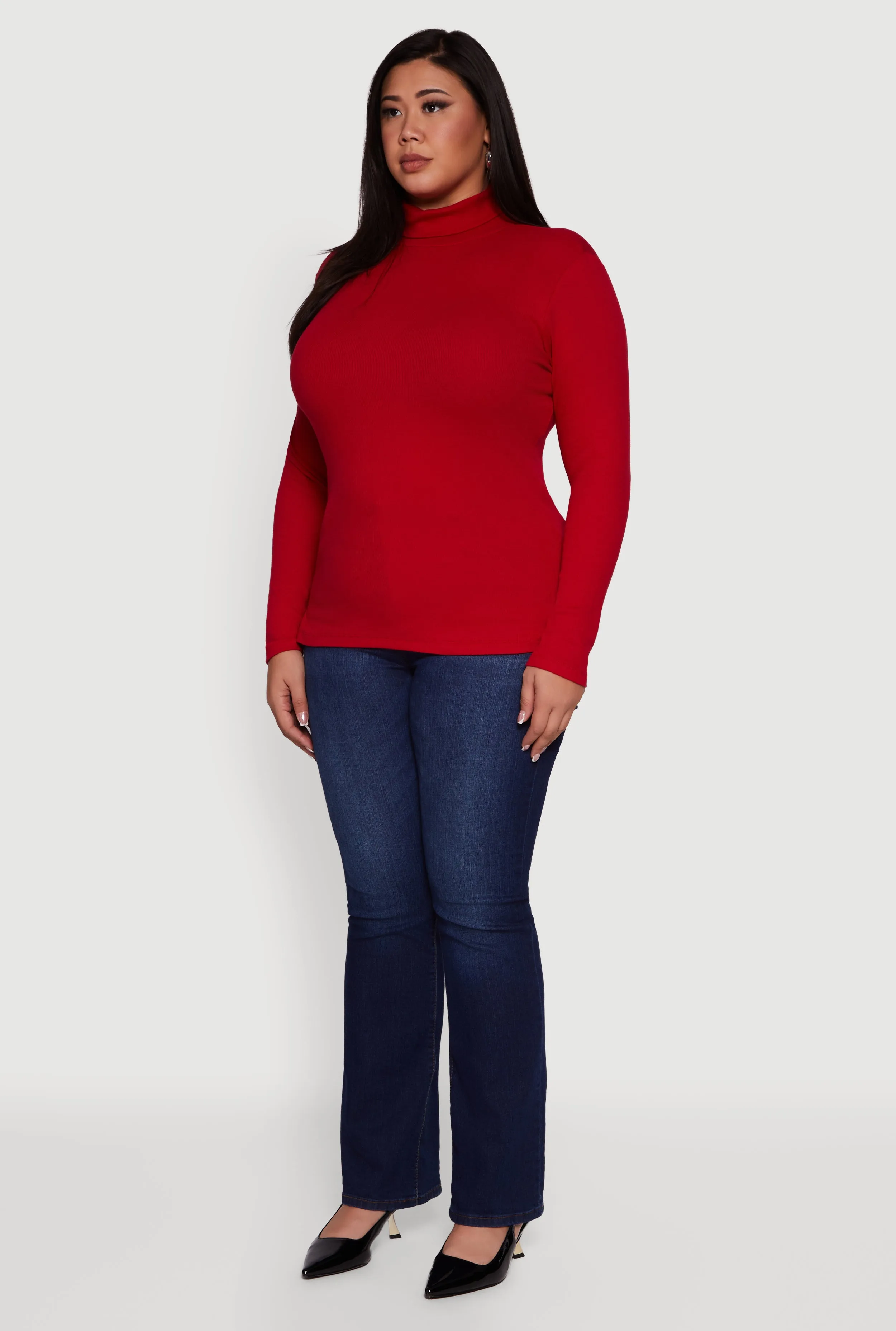 Plus Size Ribbed Knit Turtleneck Long Sleeve Top sold by Rainbow product image thumbnail 5