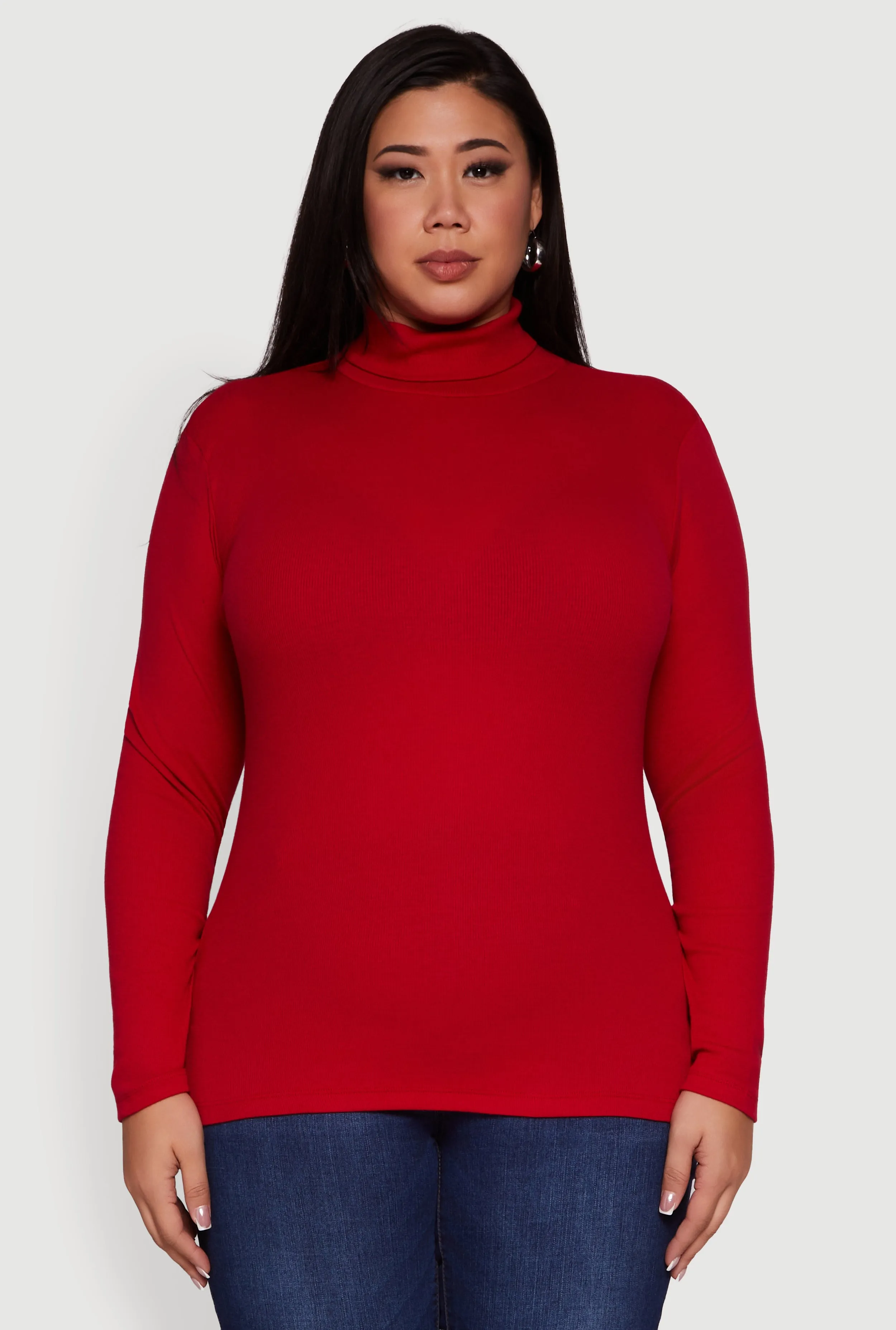 Plus Size Ribbed Knit Turtleneck Long Sleeve Top sold by Rainbow product image thumbnail 2