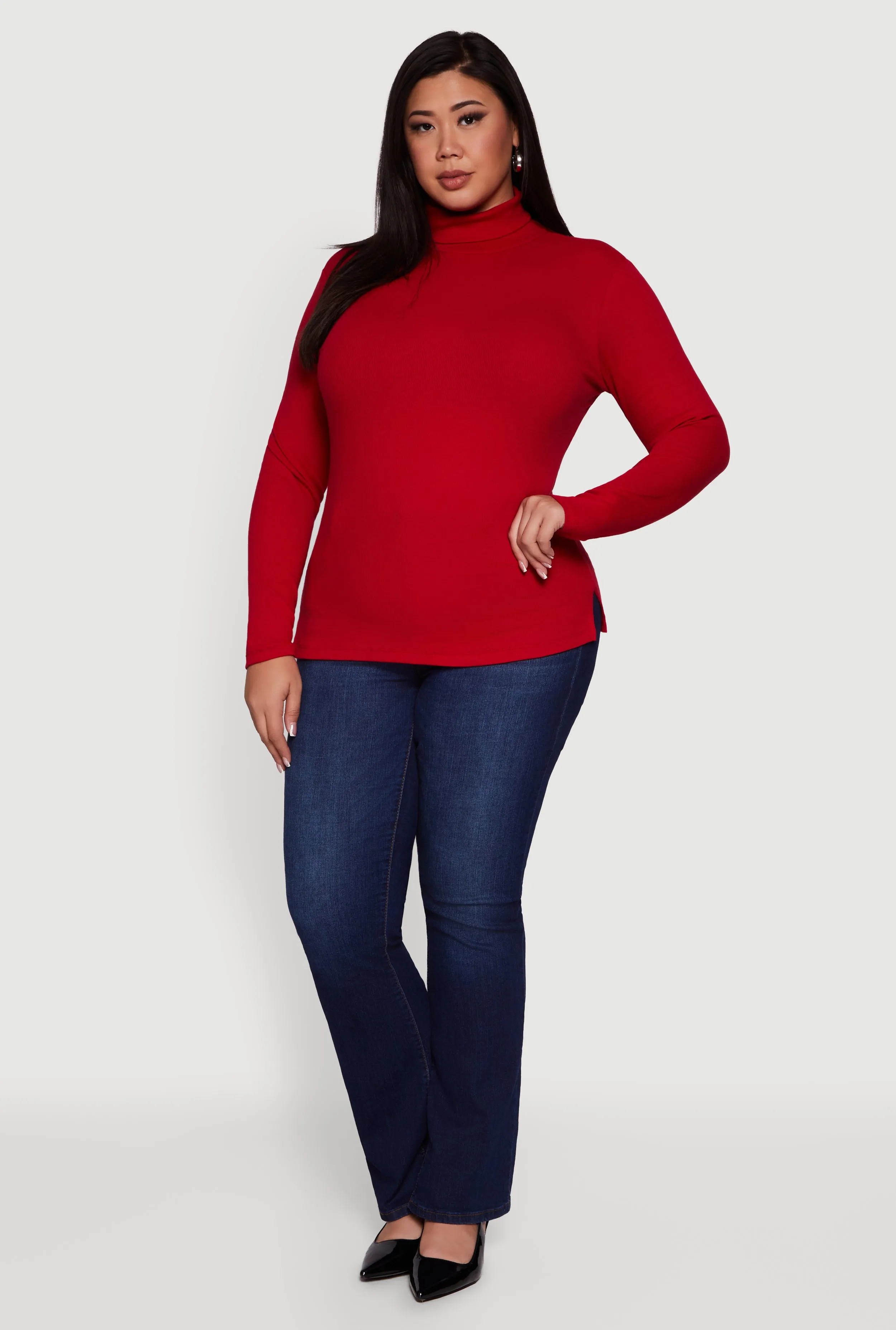 Plus Size Ribbed Knit Turtleneck Long Sleeve Top sold by Rainbow product image thumbnail 3
