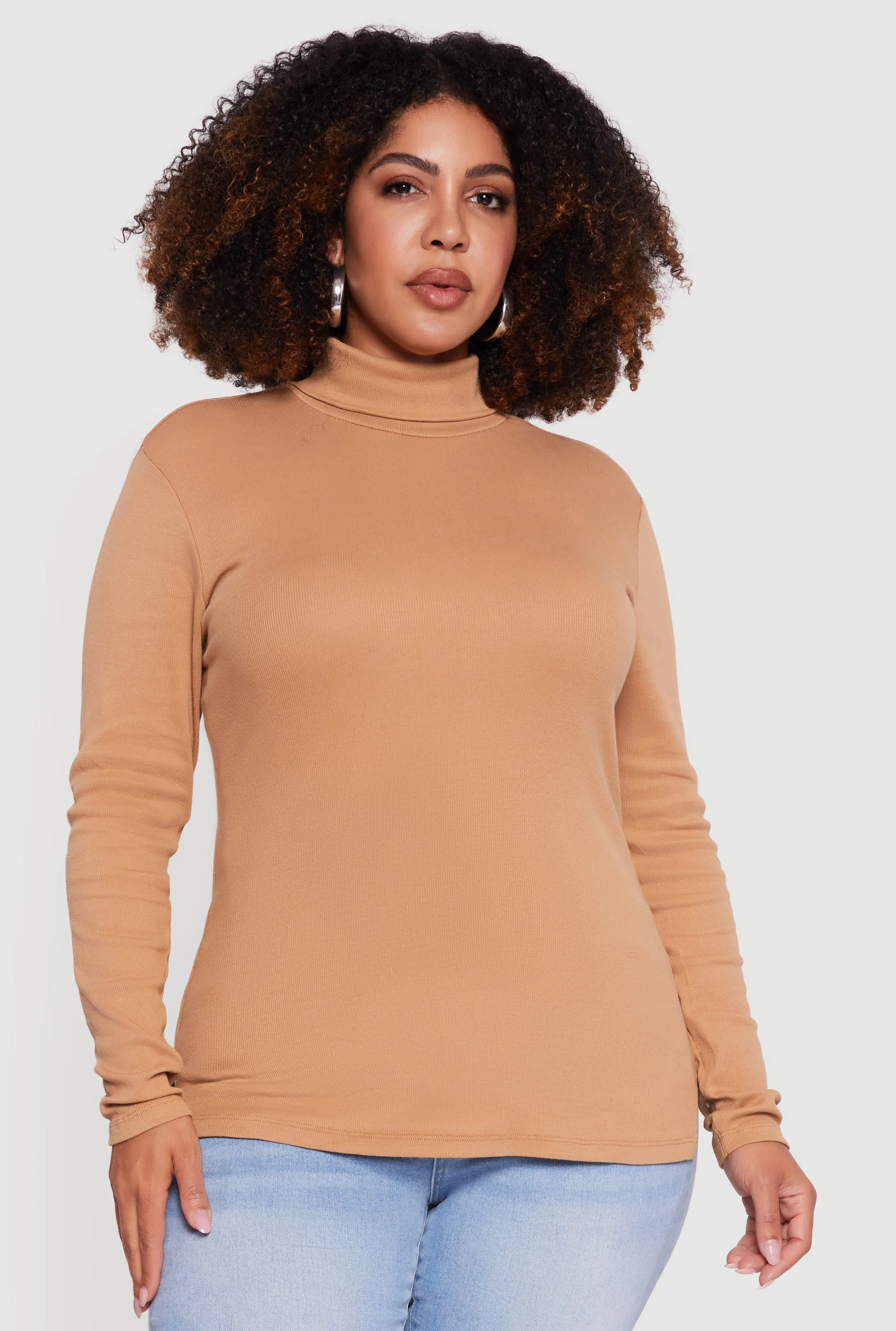 Plus Size Ribbed Knit Turtleneck Long Sleeve Top sold by Rainbow product image thumbnail 2