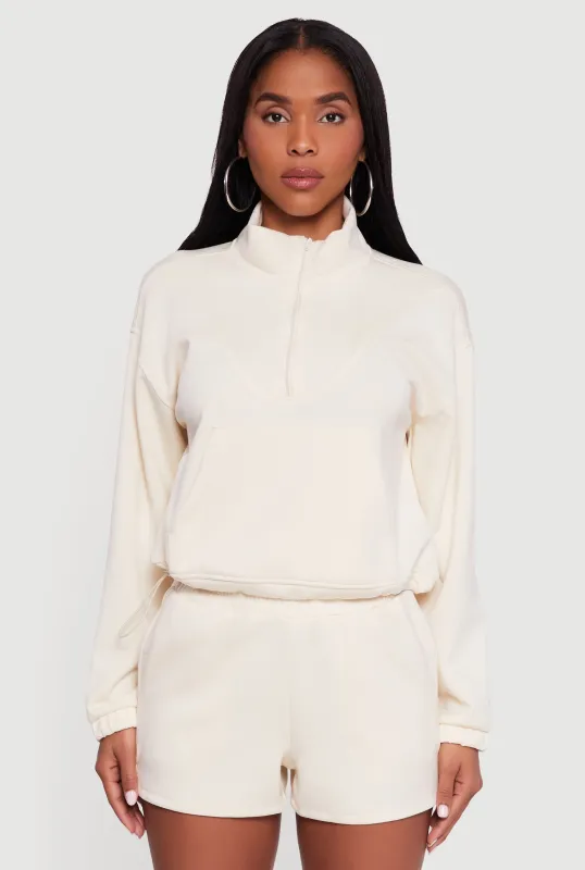 Mock Neck Quarter Zip Pullover Sweatshirt sold by Rainbow