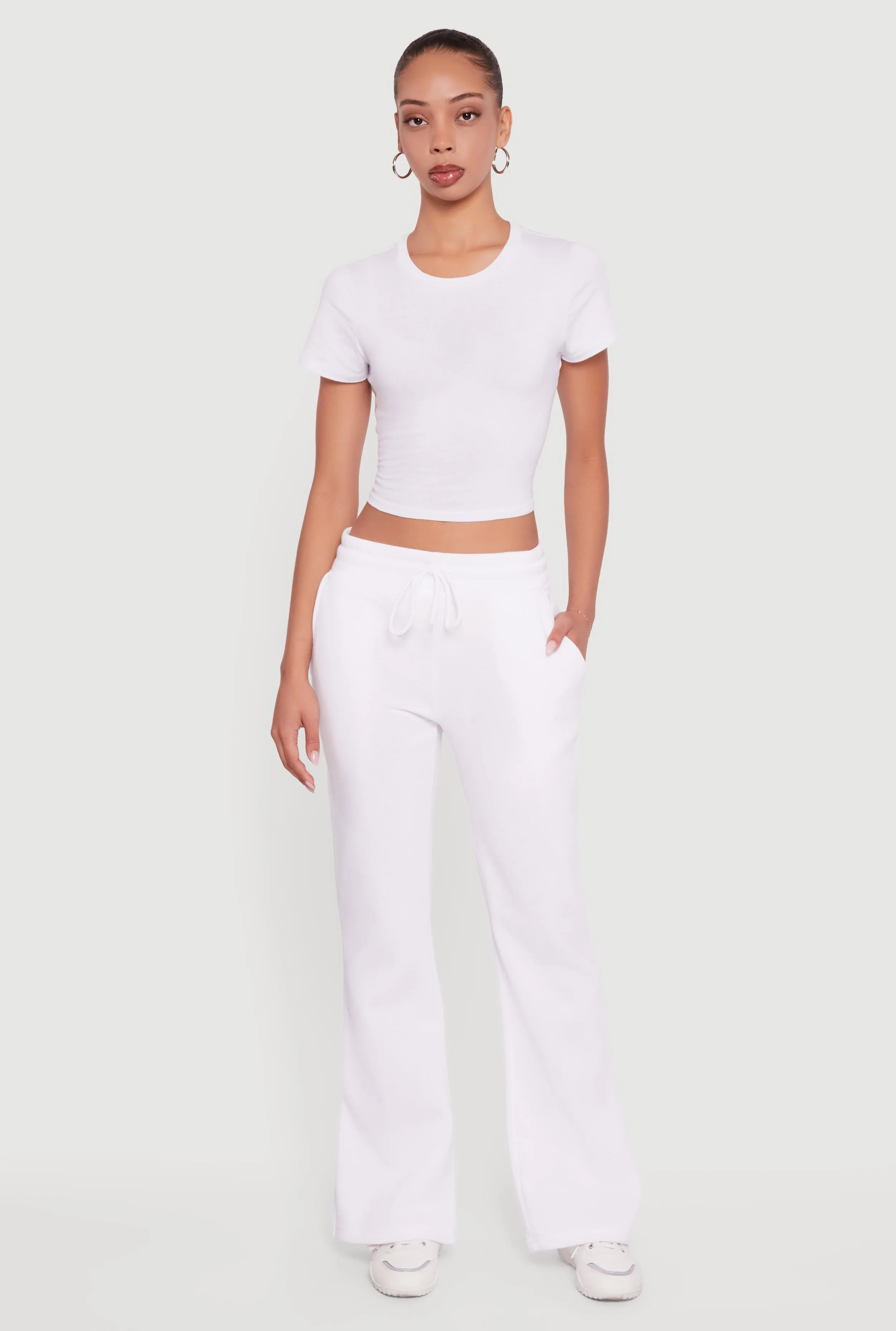 Drawstring Waist Fleece Lined Boot Cut Sweatpants sold by Rainbow